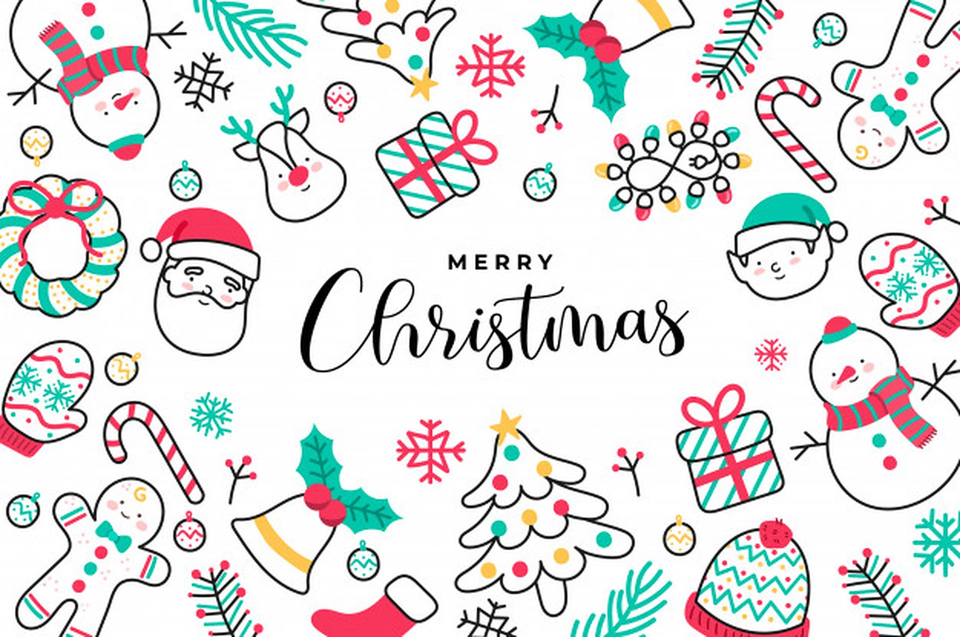 Søt Merry Christmas-doodle-banner Bakgrunner