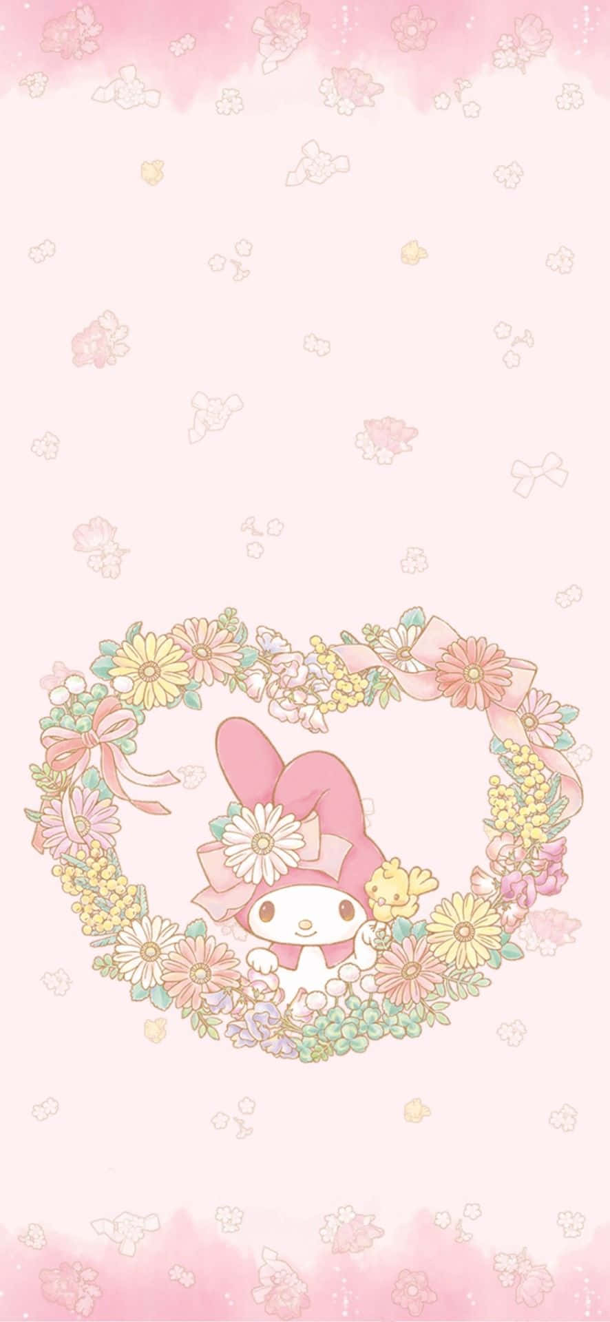 Søt My Melody i blomsterhjerteramme Bakgrunner