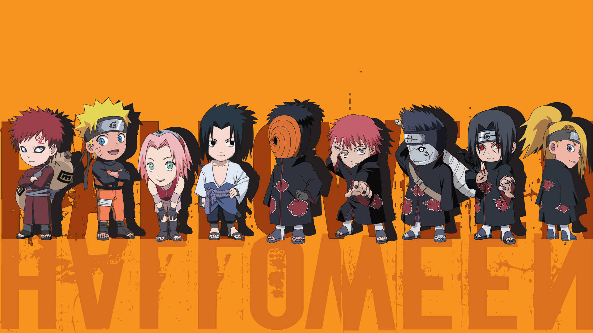 Søt Naruto Halloween-kunst Bakgrunner