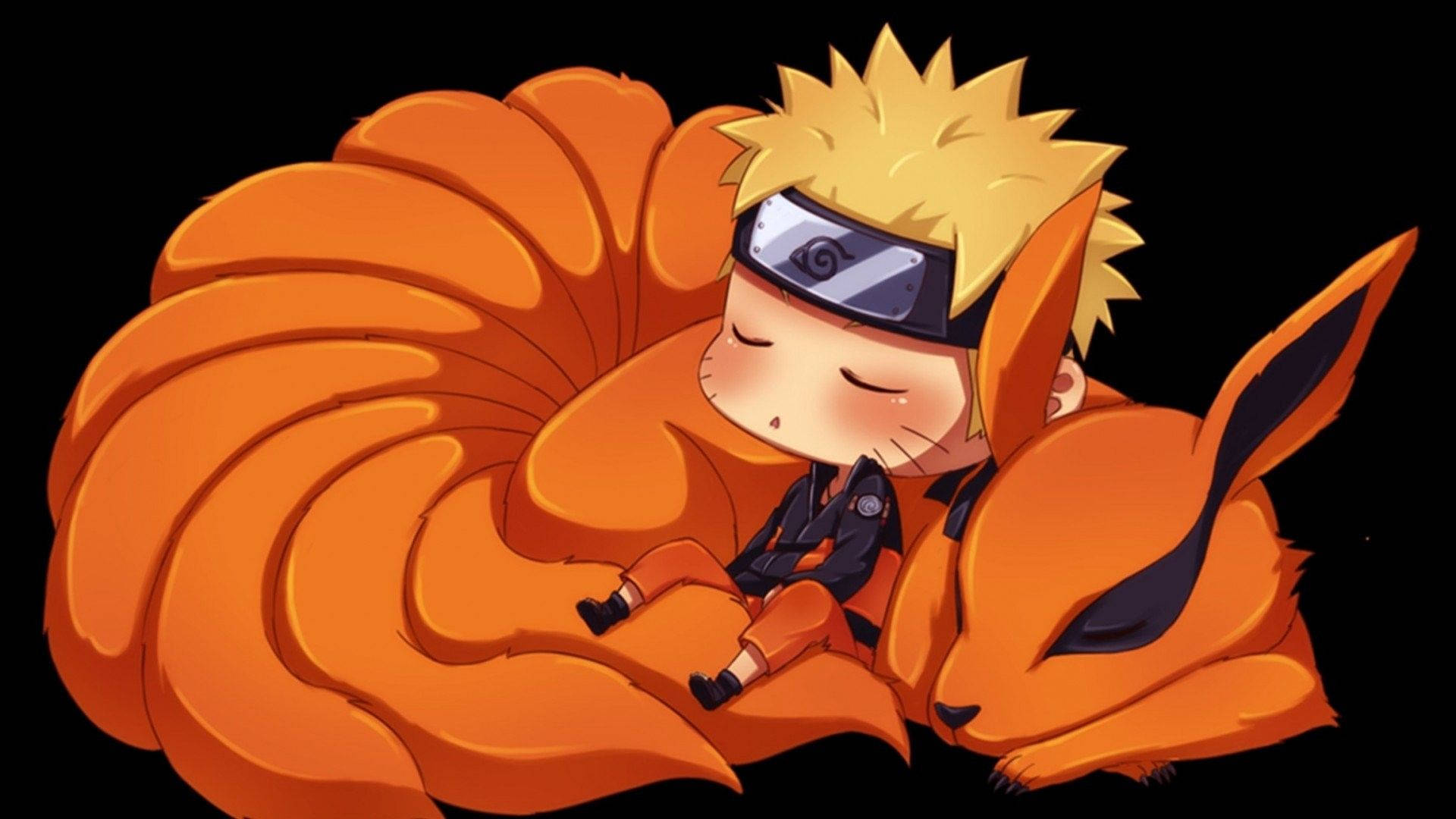Søt Naruto og Kurama som sover Bakgrunner