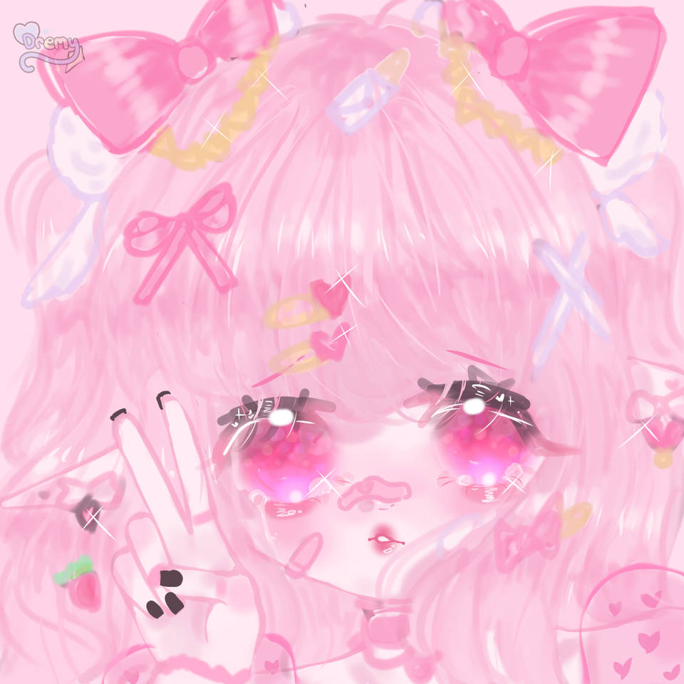 Søt PFP Rosa Animejente Bakgrunner