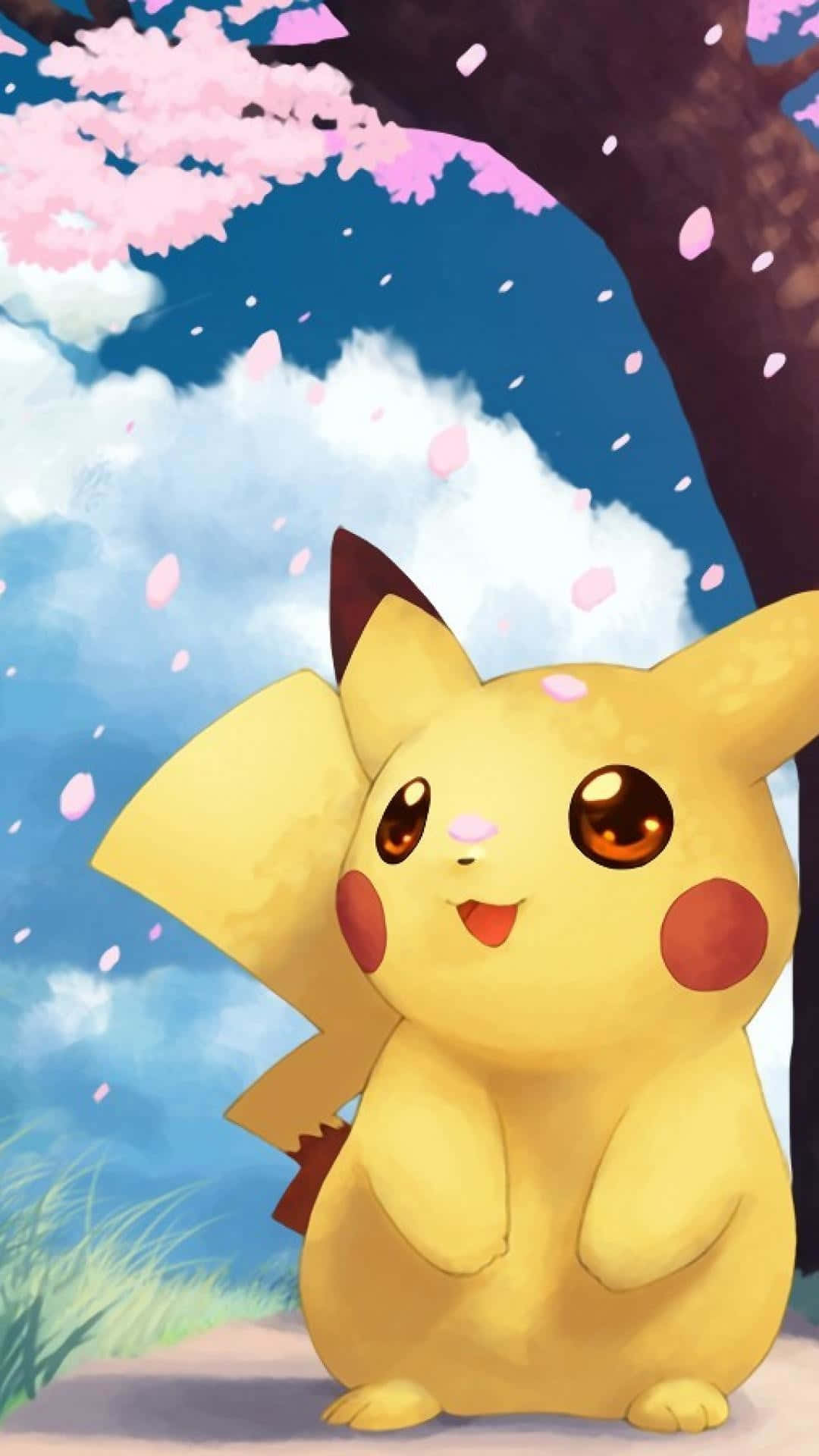Søt Pikachu som sitter på en tømmerstokk Bakgrunner