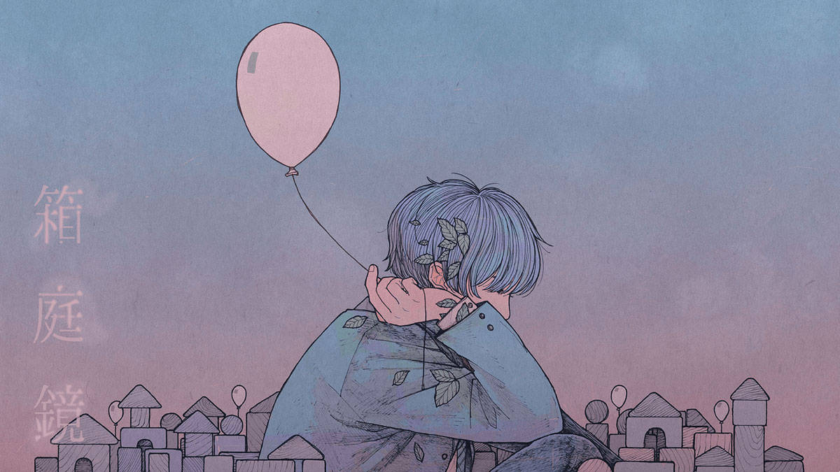 Søt retroanime-gutt med ballong Bakgrunner