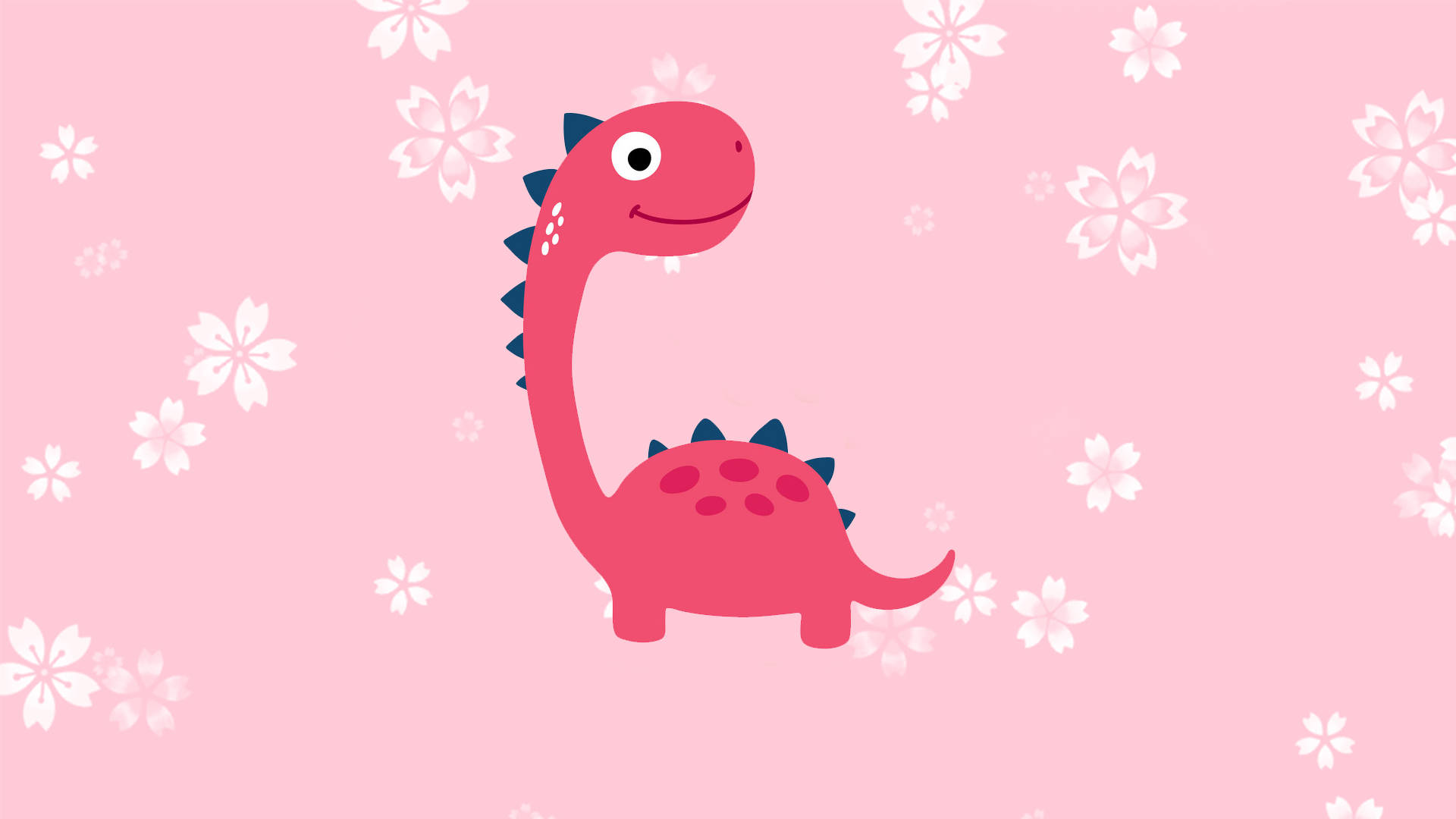 Søt rosa dinosaur med blomster - Brachiosaurus Bakgrunner