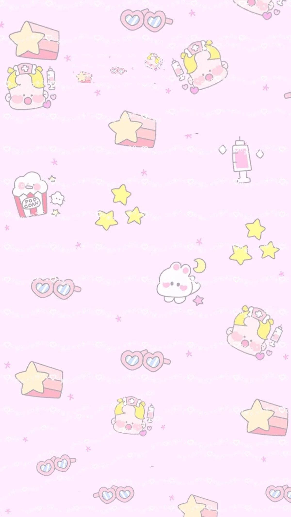 Søt rosa kawaii-tema iPad-bakgrunn Bakgrunner
