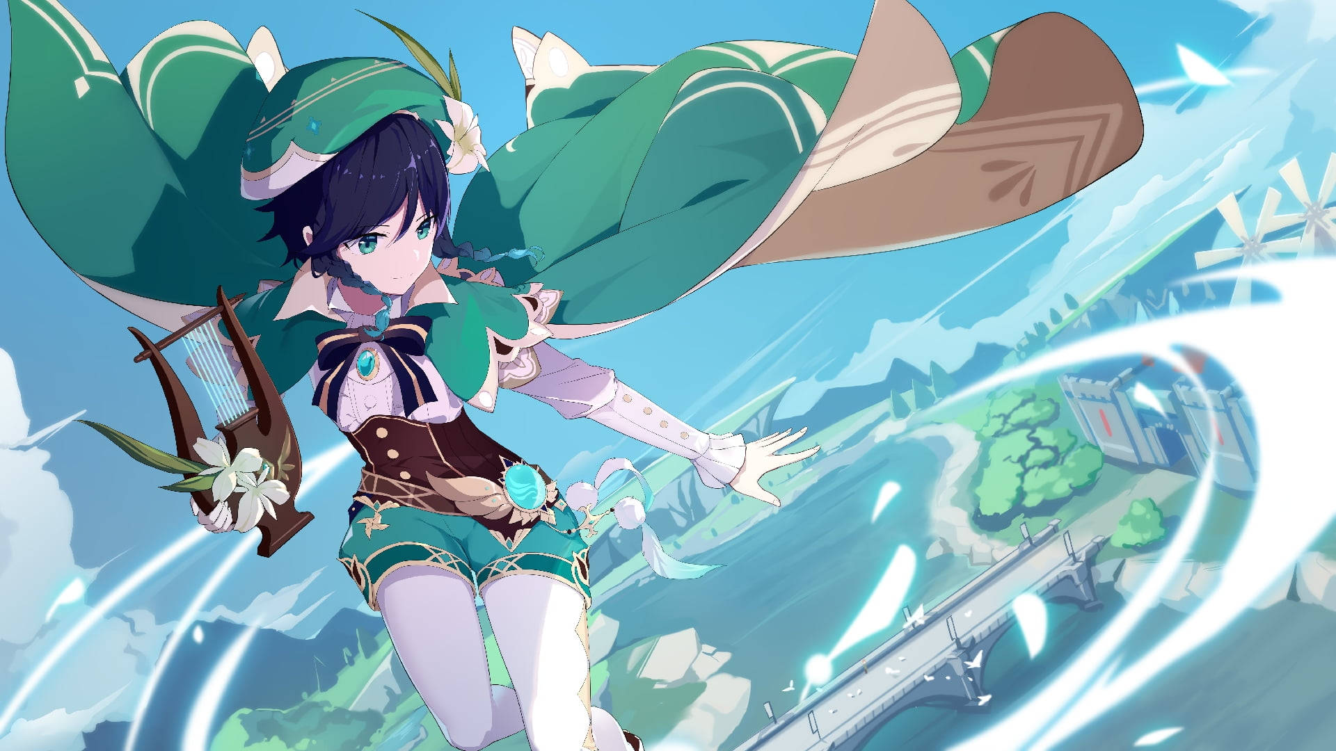 Søte anime-gutter Venti Genshin Impact Bakgrunner