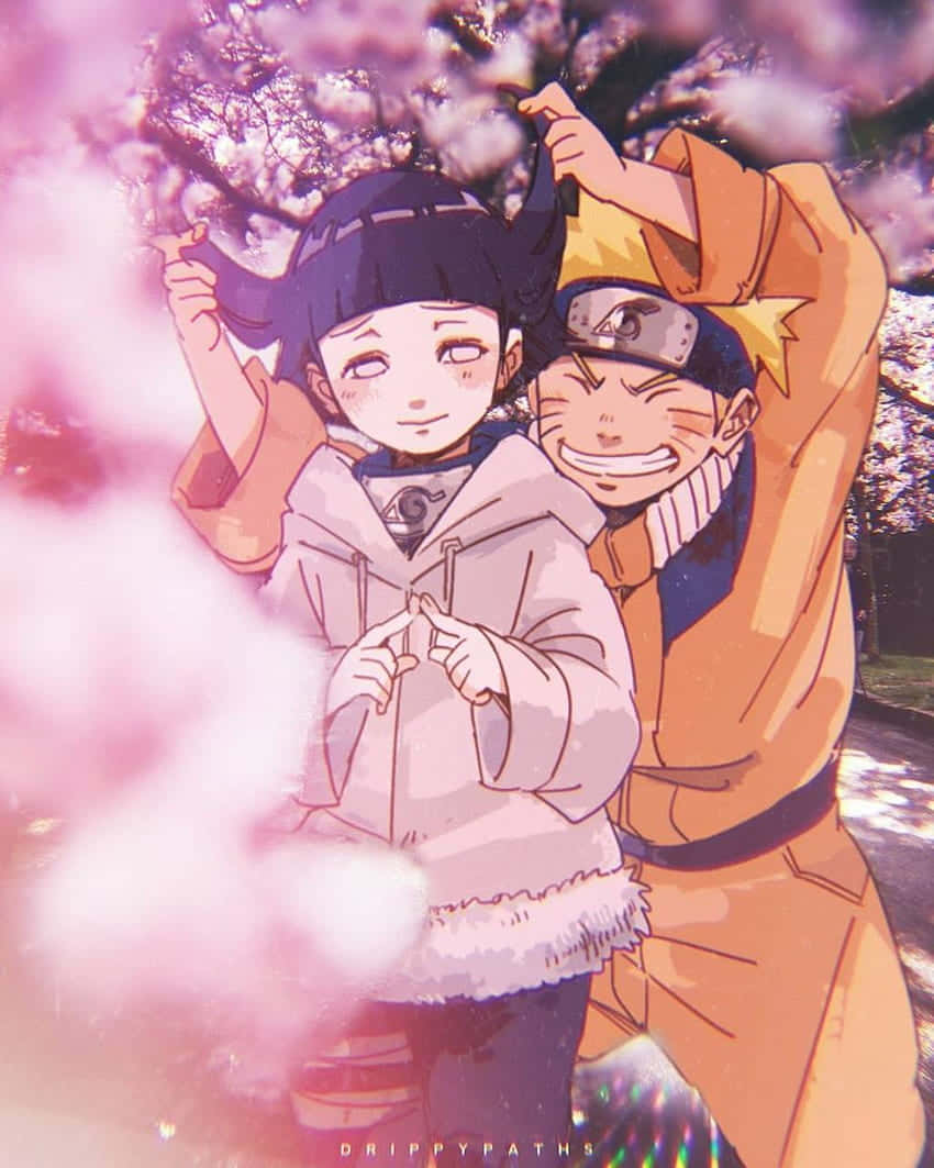 Søte Naruto og Hinata i kirsebærblomstparken Bakgrunner