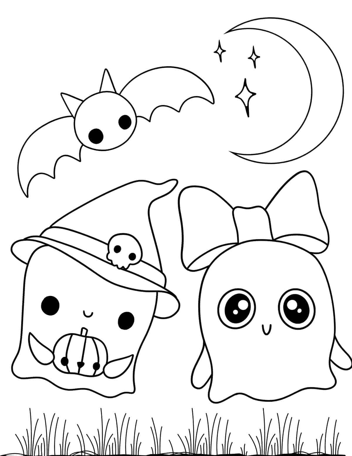 Søte spøkelser Halloween fargeleggingsbilde Bakgrunner