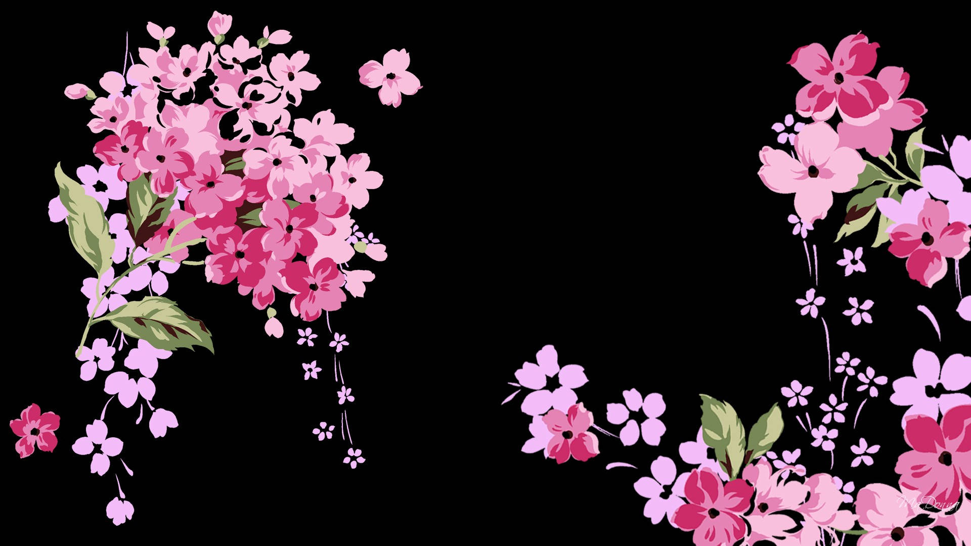 Søte svarte rosa blomster Bakgrunner
