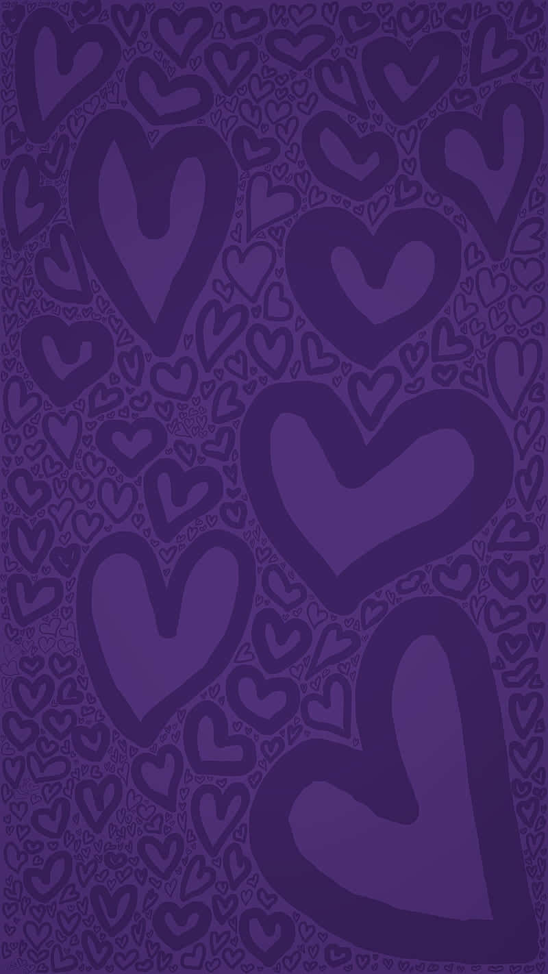 Søte valentinshjerter i lilla doodle-stil Bakgrunner