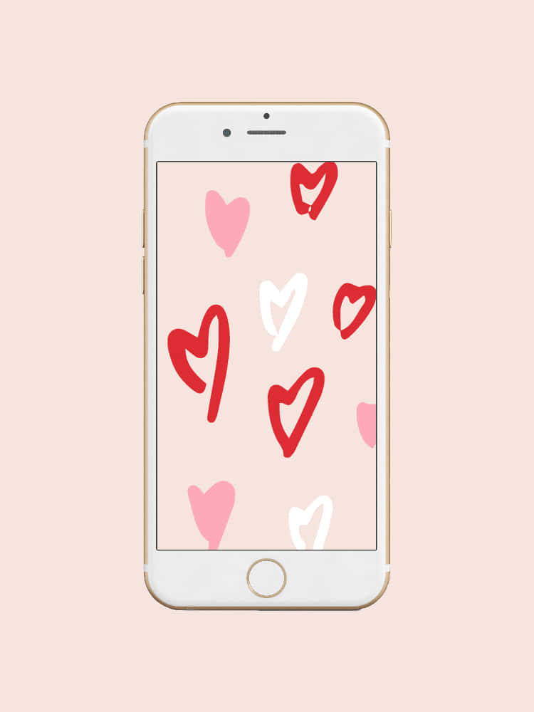Søte Valentinshjerter Telefonillustrasjon Bakgrunner