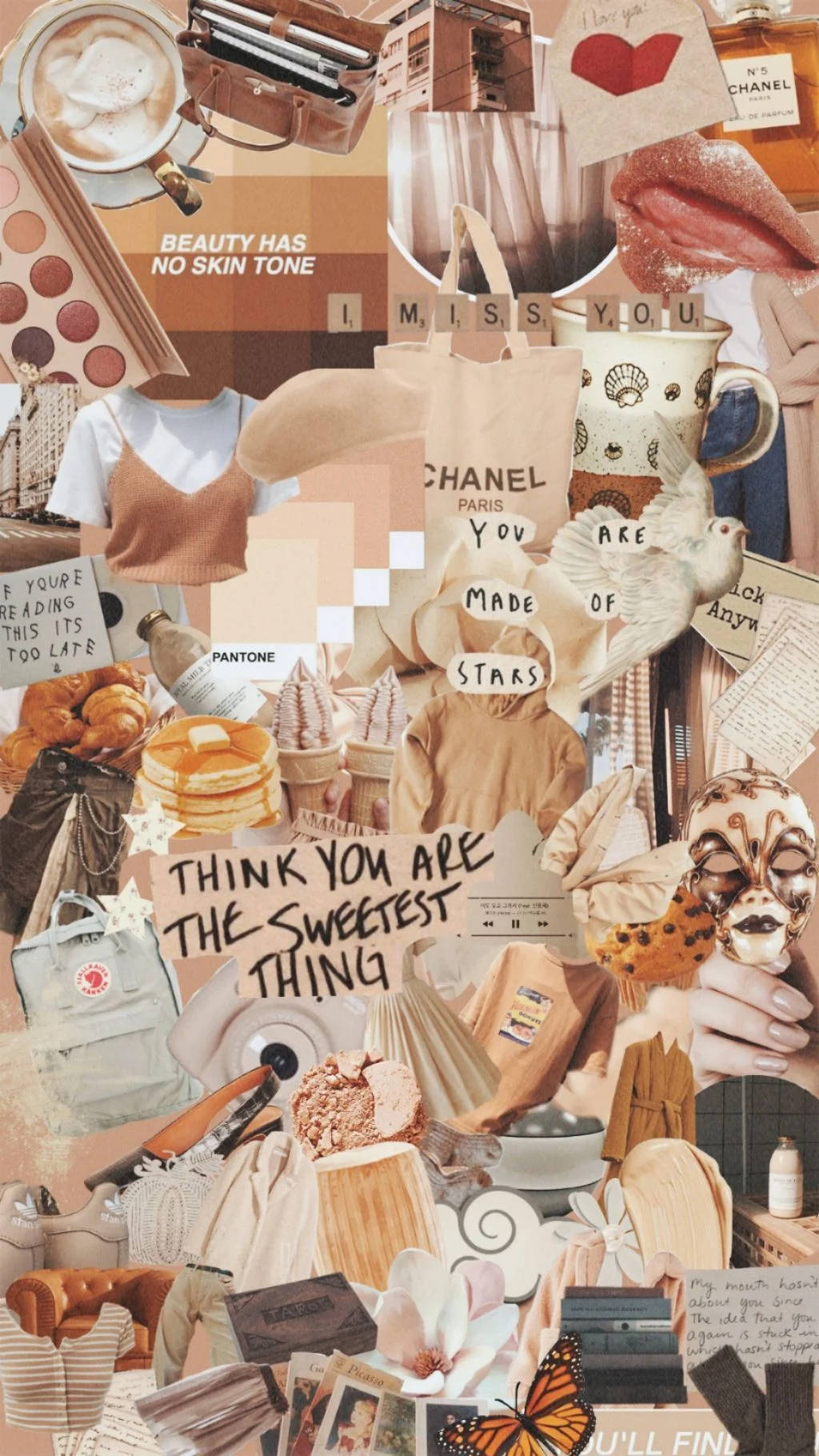 Søteste ting beige estetisk collage Bakgrunner