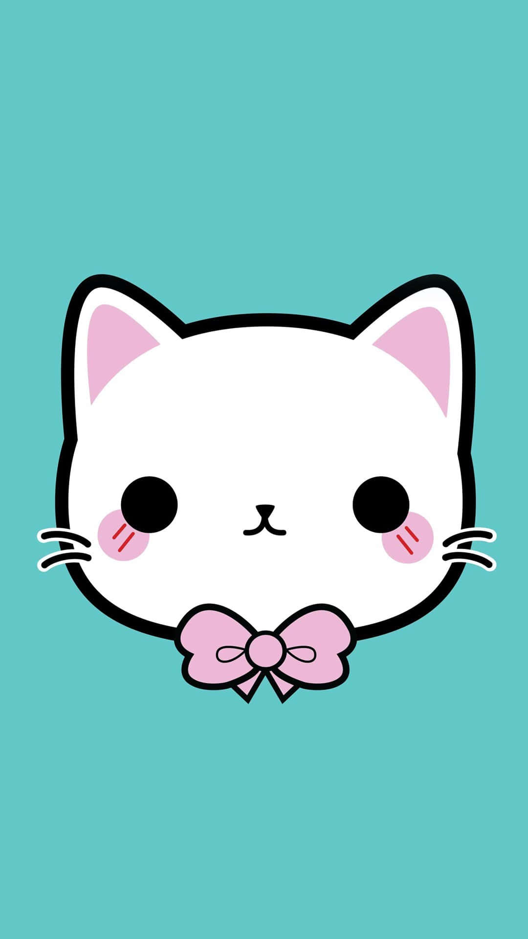 Søtt Kawaii Katteansikt Bakgrunner