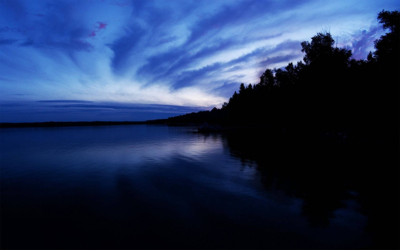 Solnedgang Estetisk Mørkeblå HD Bakgrunner