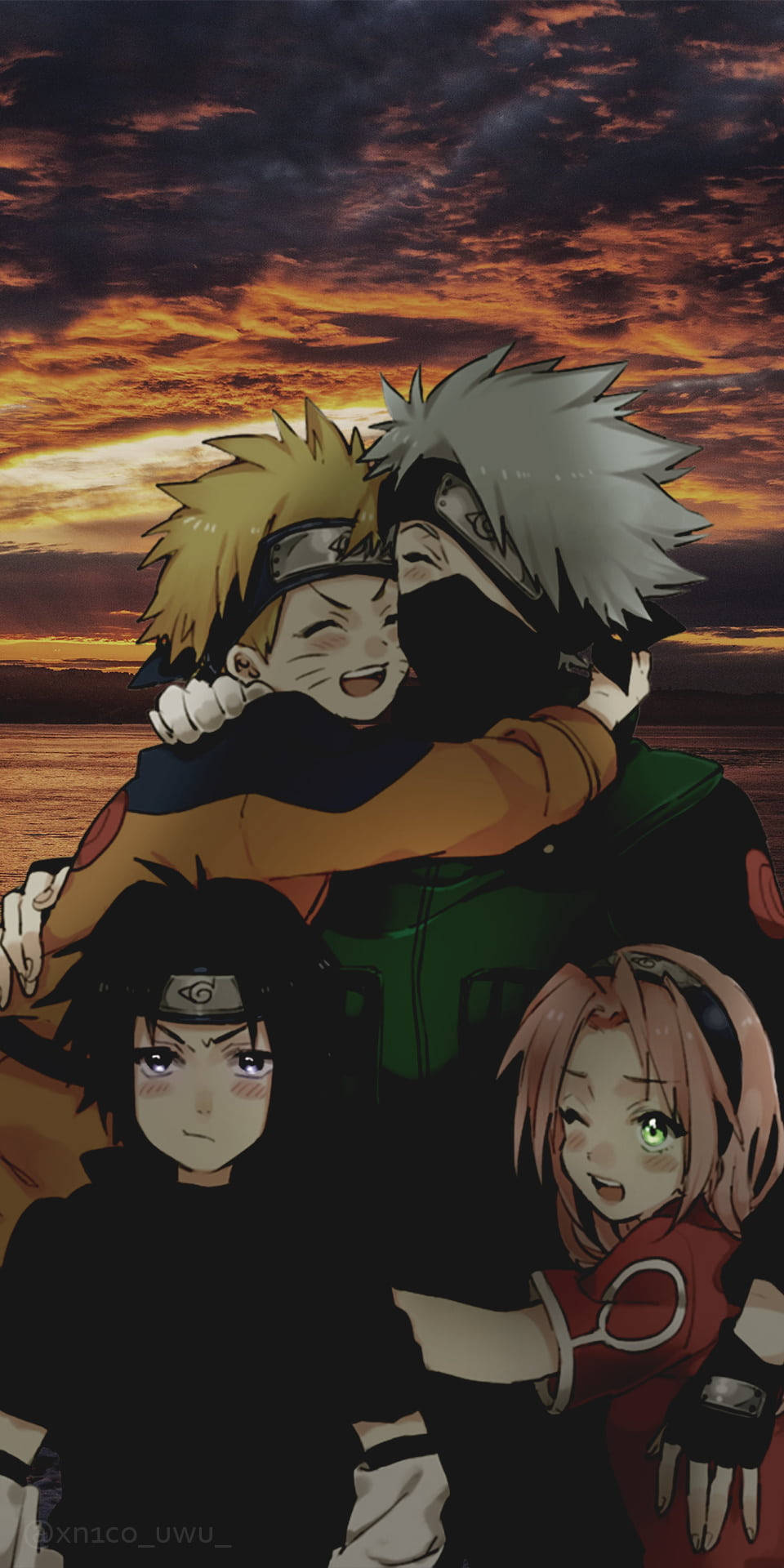 Solnedgang Team 7 Naruto iPhone Bakgrunner