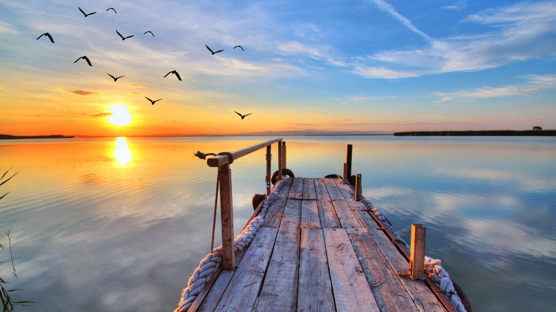 Solnedgangsutsikt 1920x1080 HD Sommer Bakgrunner