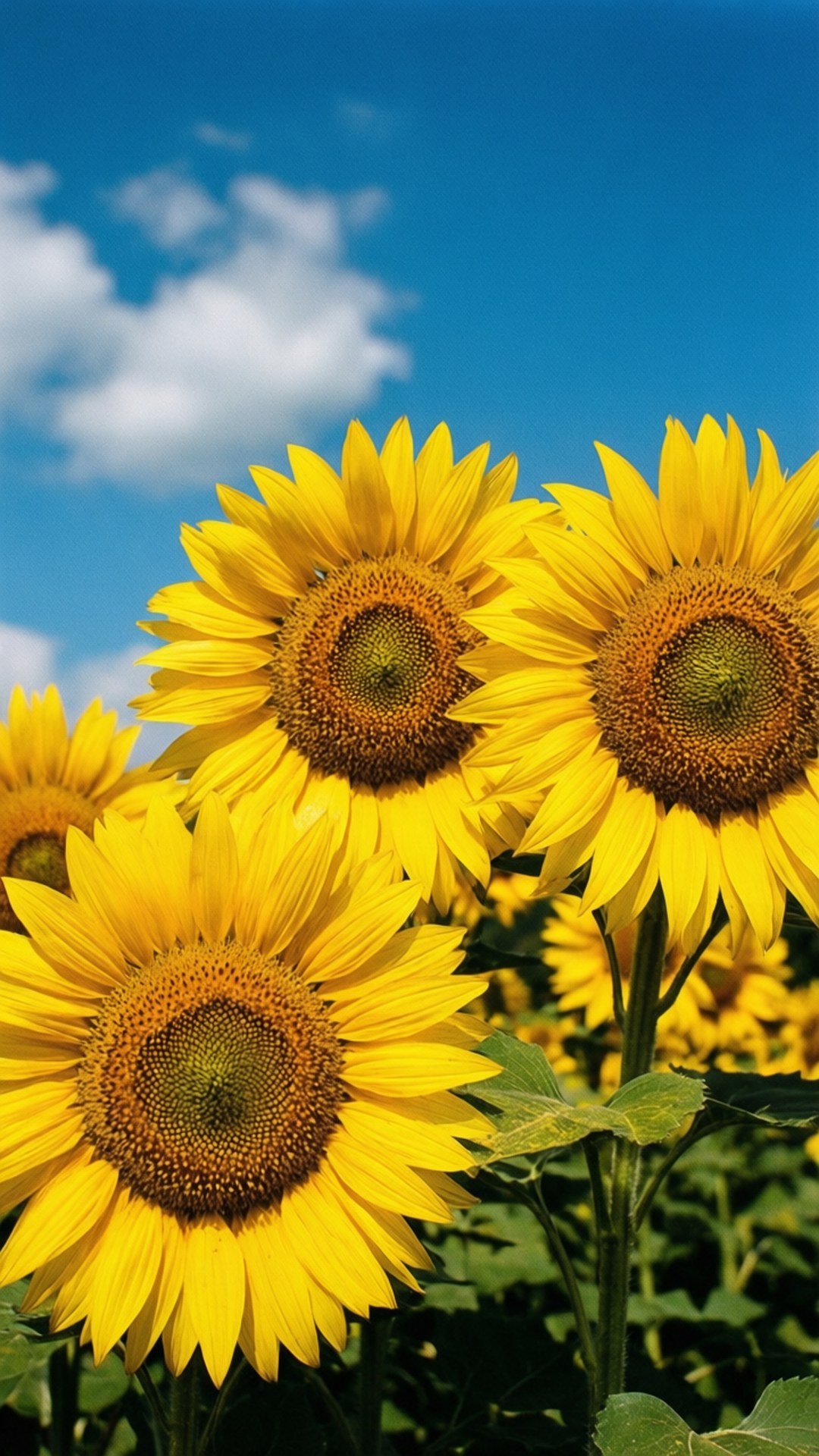 Solsikker under blå himmel Bakgrunner