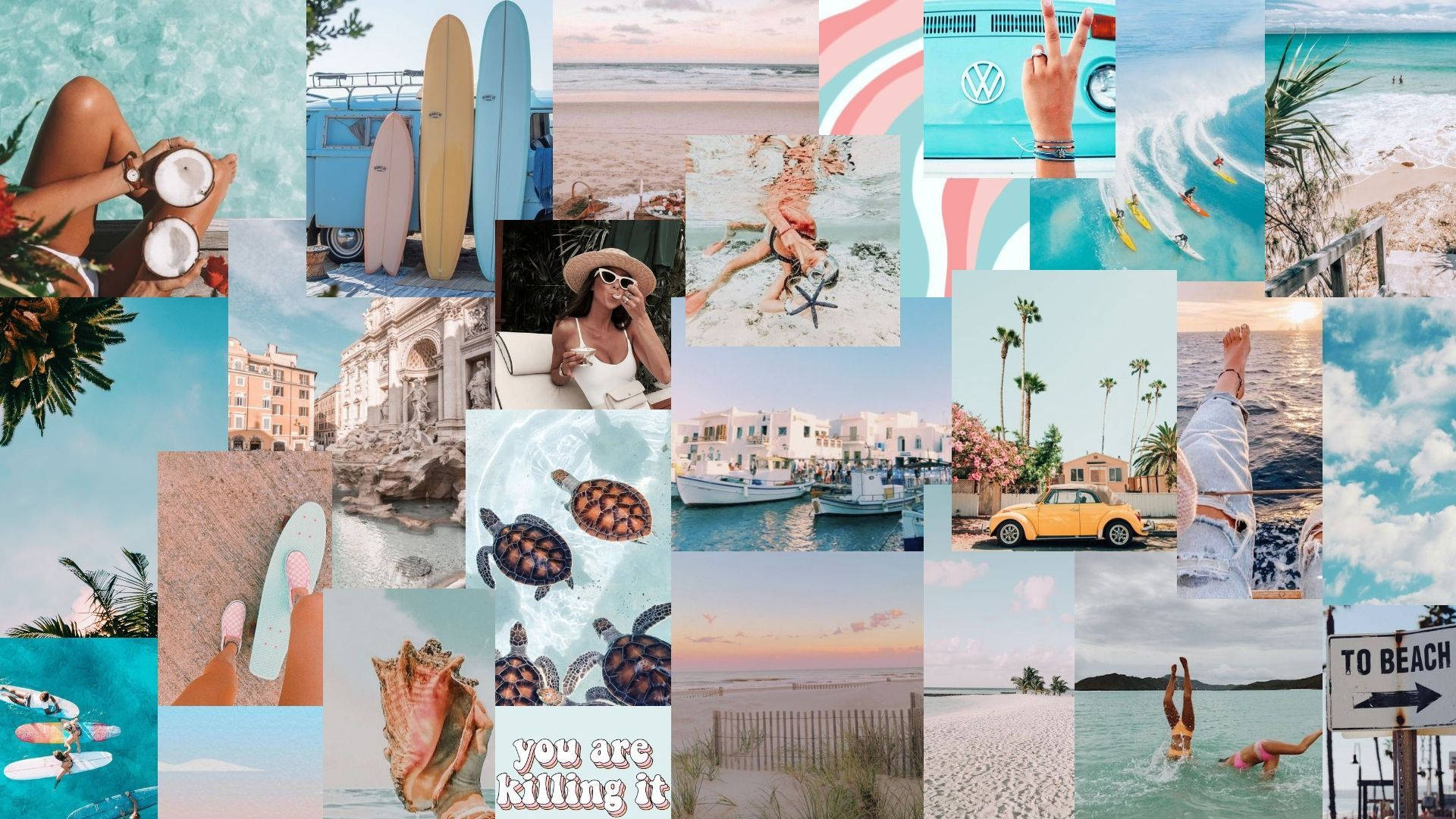 Sommerestetisk strandcollage Bakgrunner
