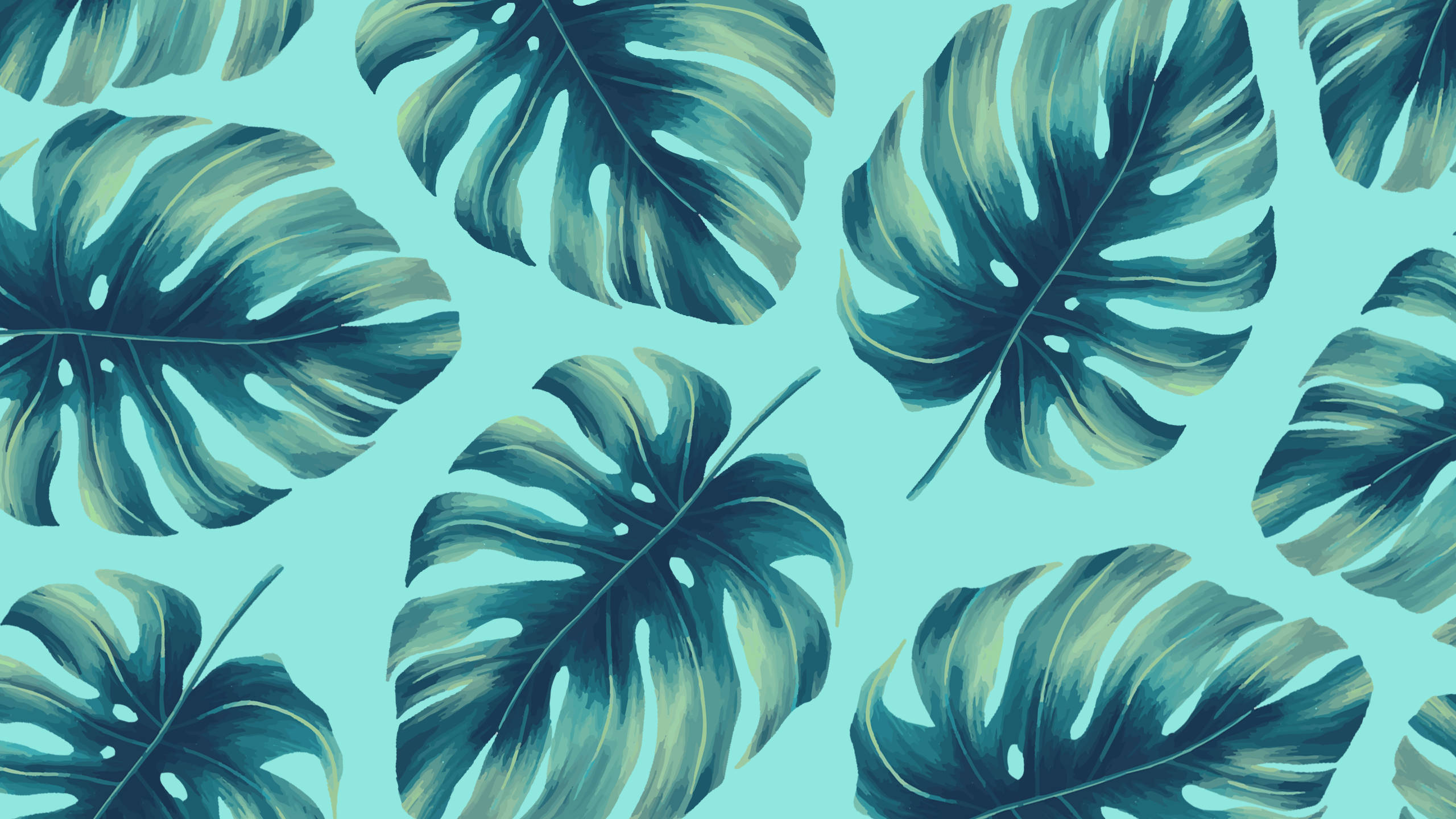 Sommerlige planteblader grønn 2560x1440 Bakgrunner
