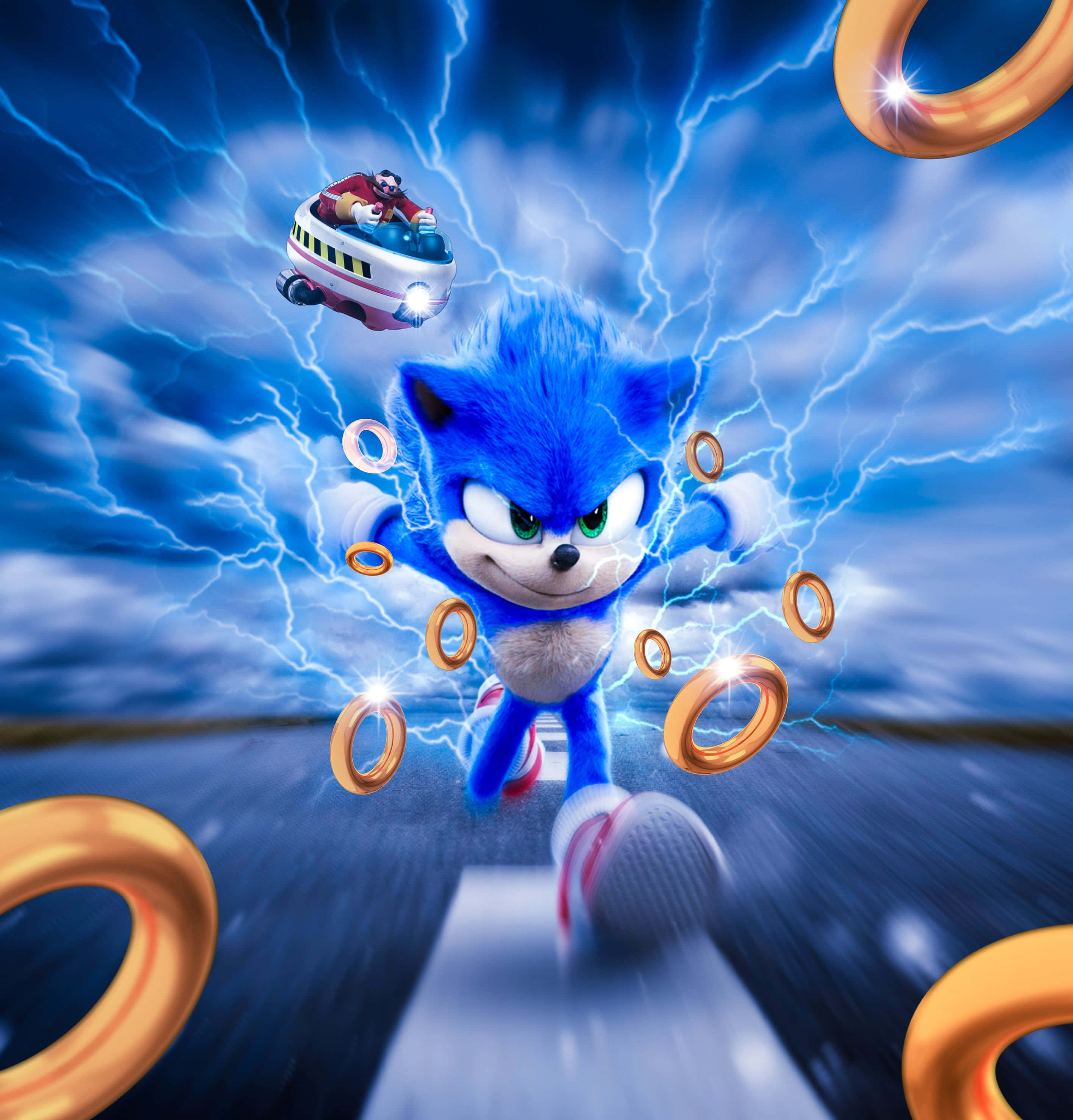 Sonic the Hedgehog løper gjennom Green Hill Zone Bakgrunner
