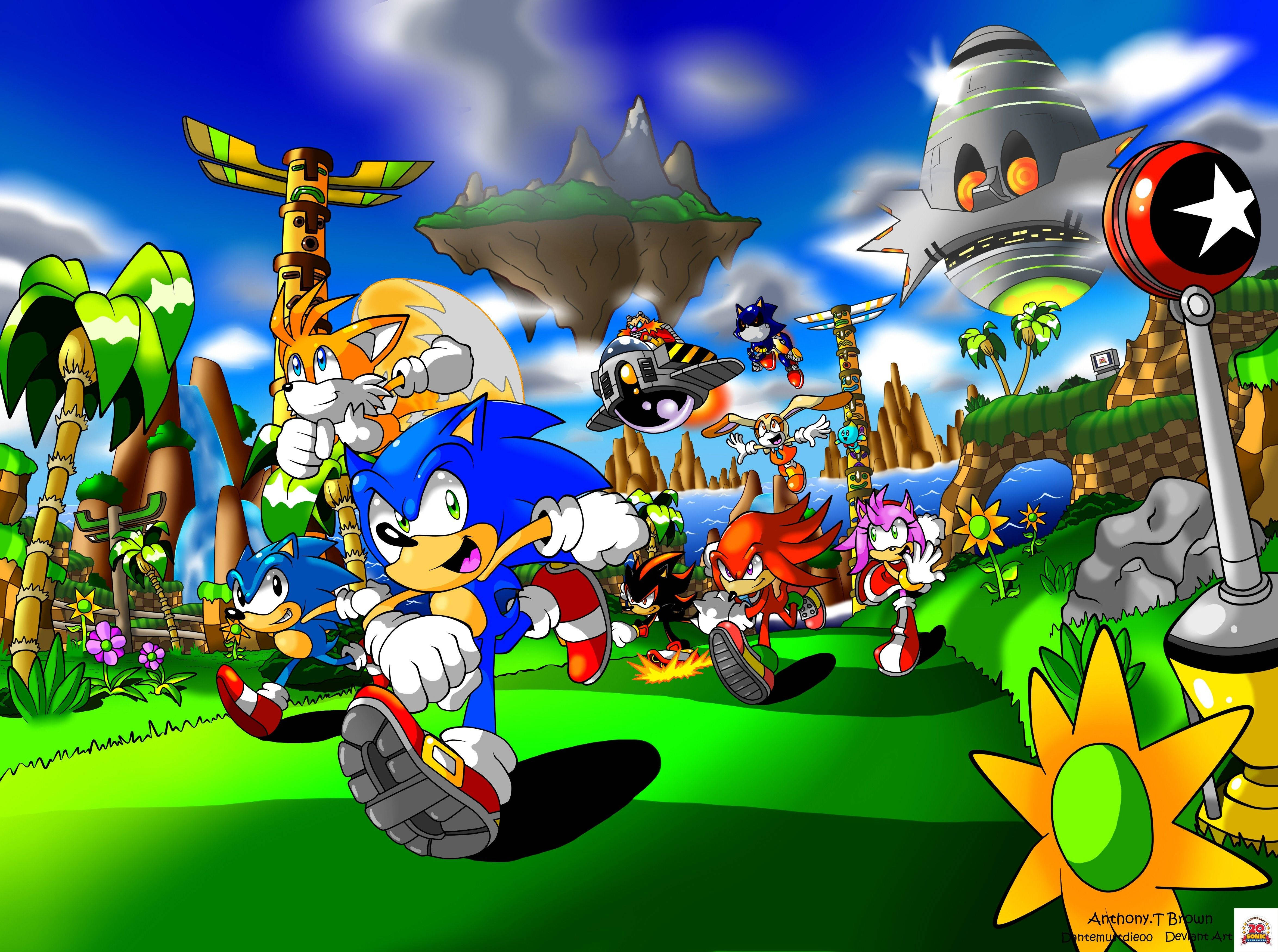 Sonic the Hedgehog løper gjennom den vakre tropiske jungelen Bakgrunner