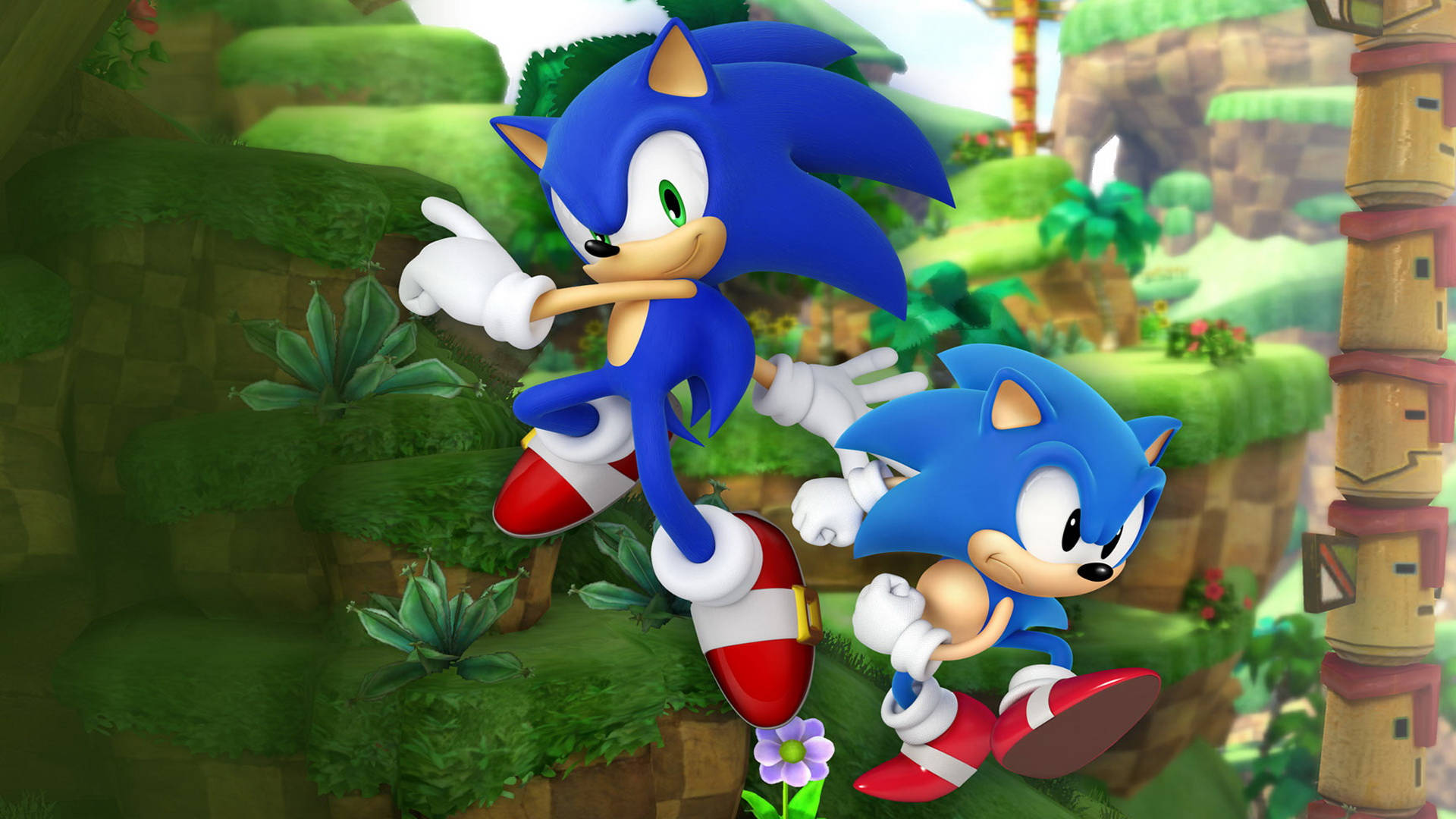 Sonic the Hedgehog og Sonic the Hedgehog som løper i gresset Bakgrunner