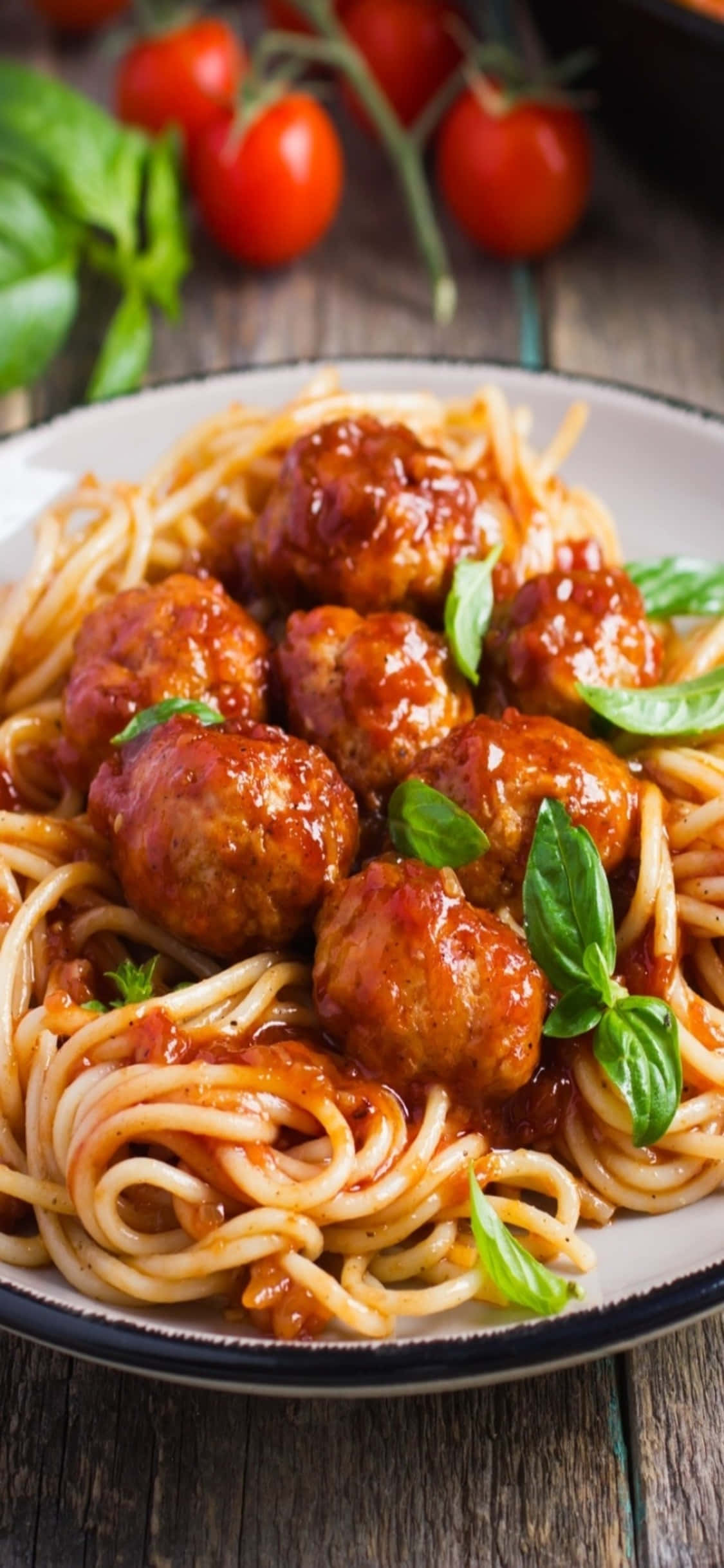 Spaghetti Meatballs iPhone X Pasta Bakgrunn Bakgrunner