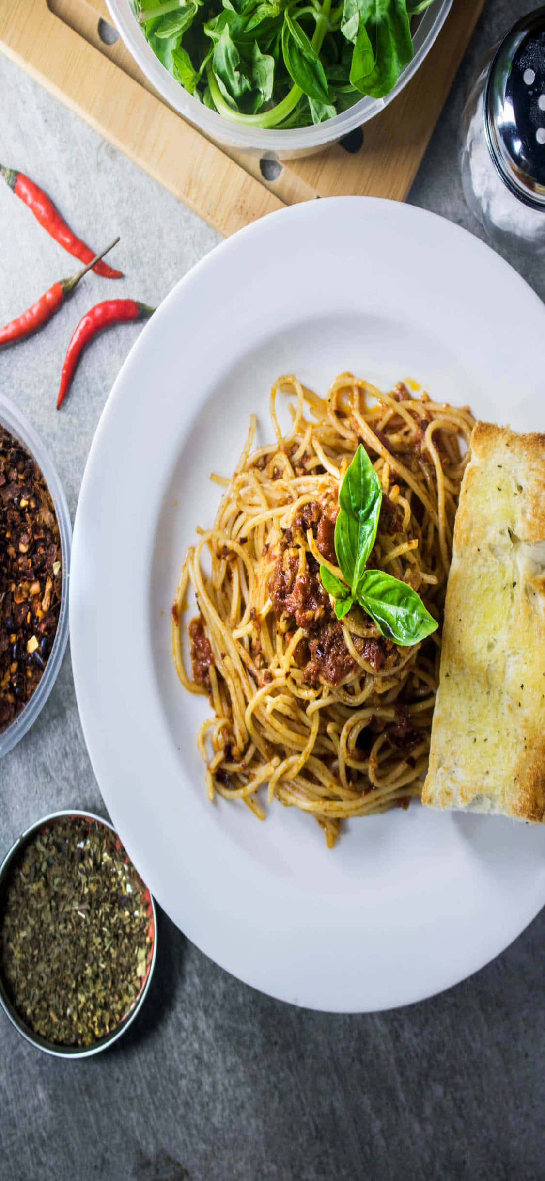 Spaghetti Med Hvitløksbrød iPhone X Pasta Bakgrunn Bakgrunner