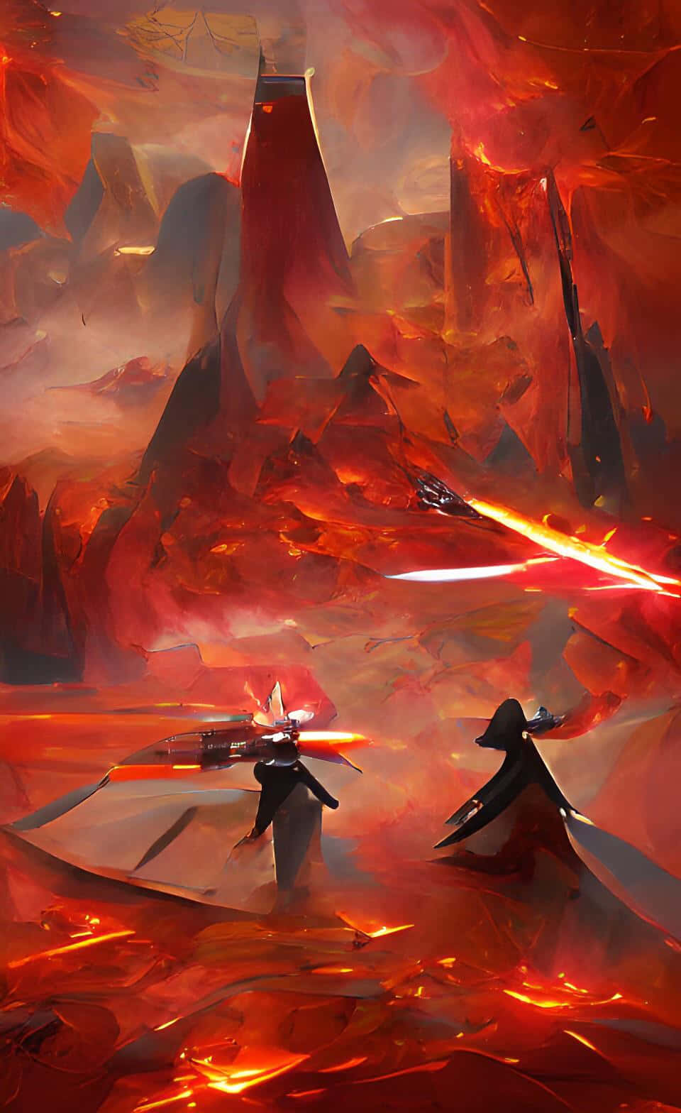 Spektakulær utsikt over det vulkanske Mustafar-landskapet Bakgrunner