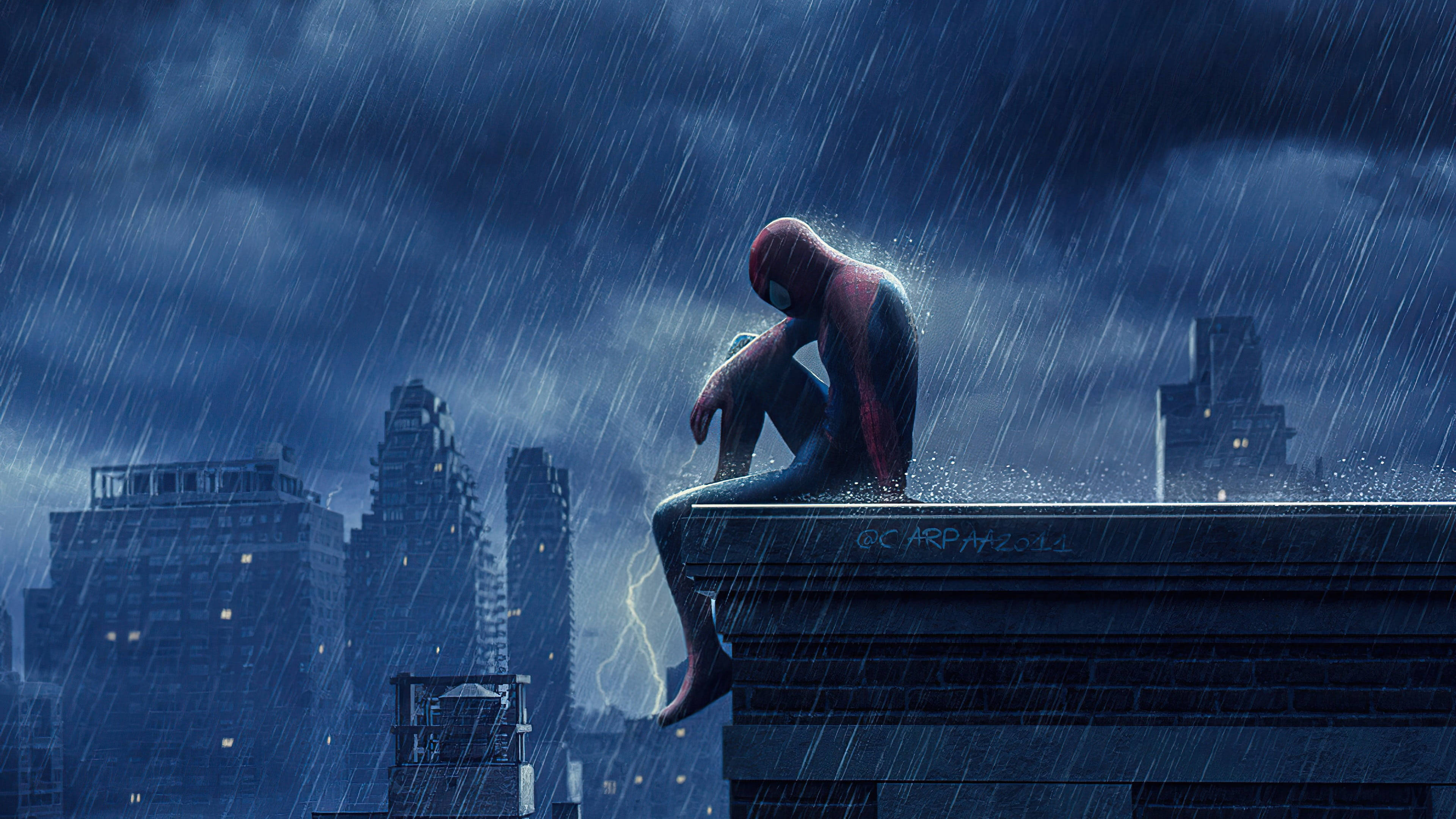 Spider-Man på taket trist 4K Bakgrunner