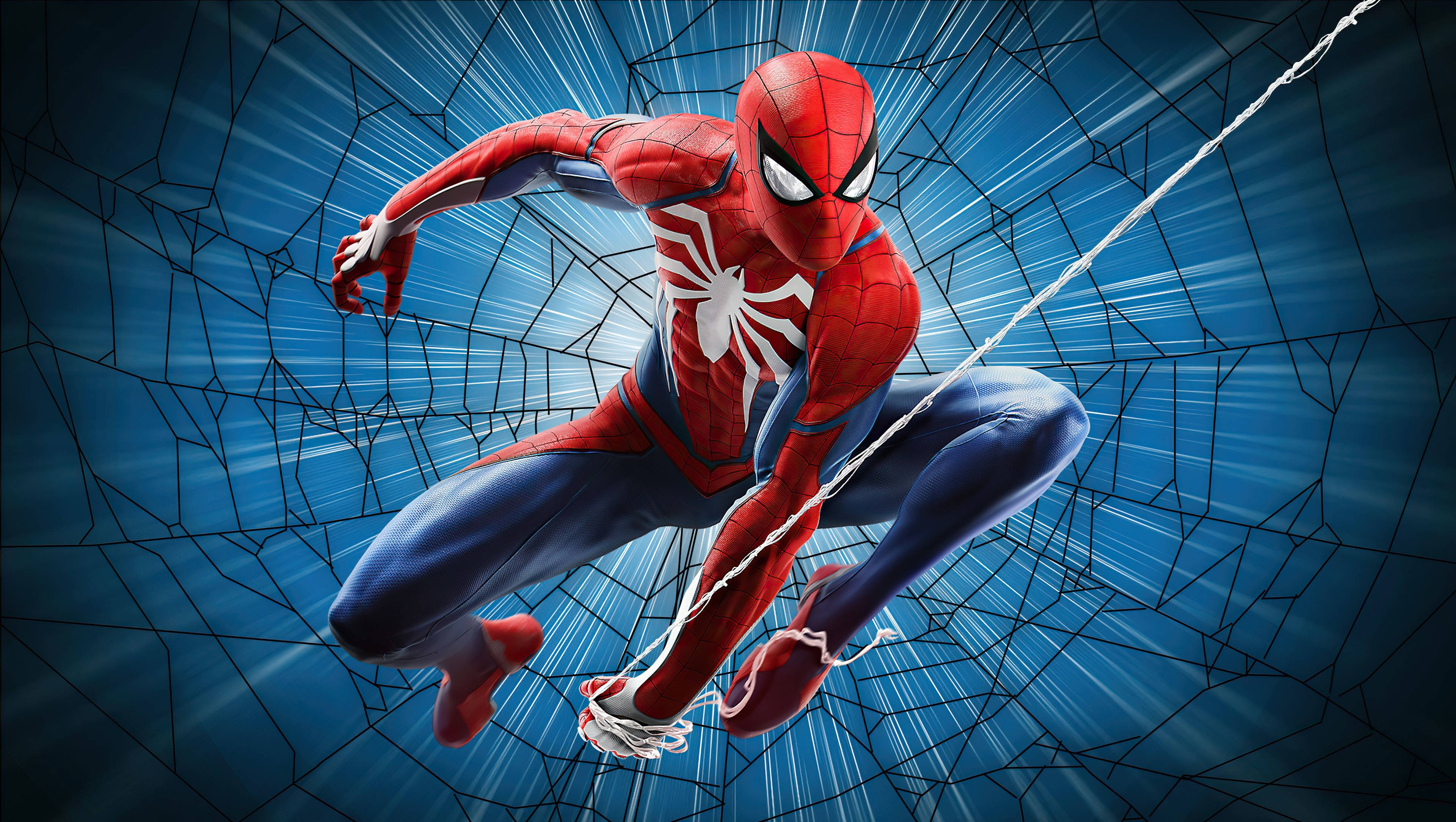 Spider Man Ps4 Blå Skrivebord Bakgrunner