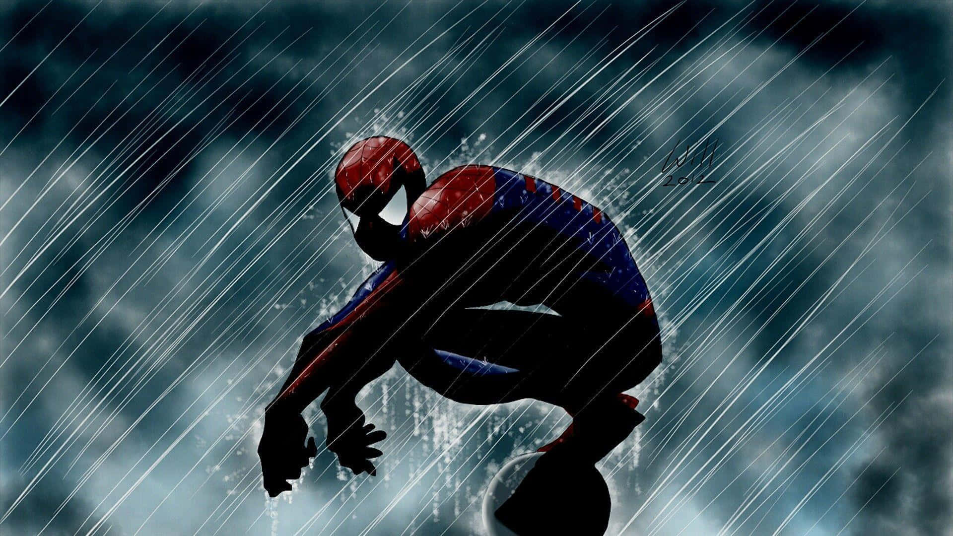 Spiderman PFP i pøsende regn Bakgrunner