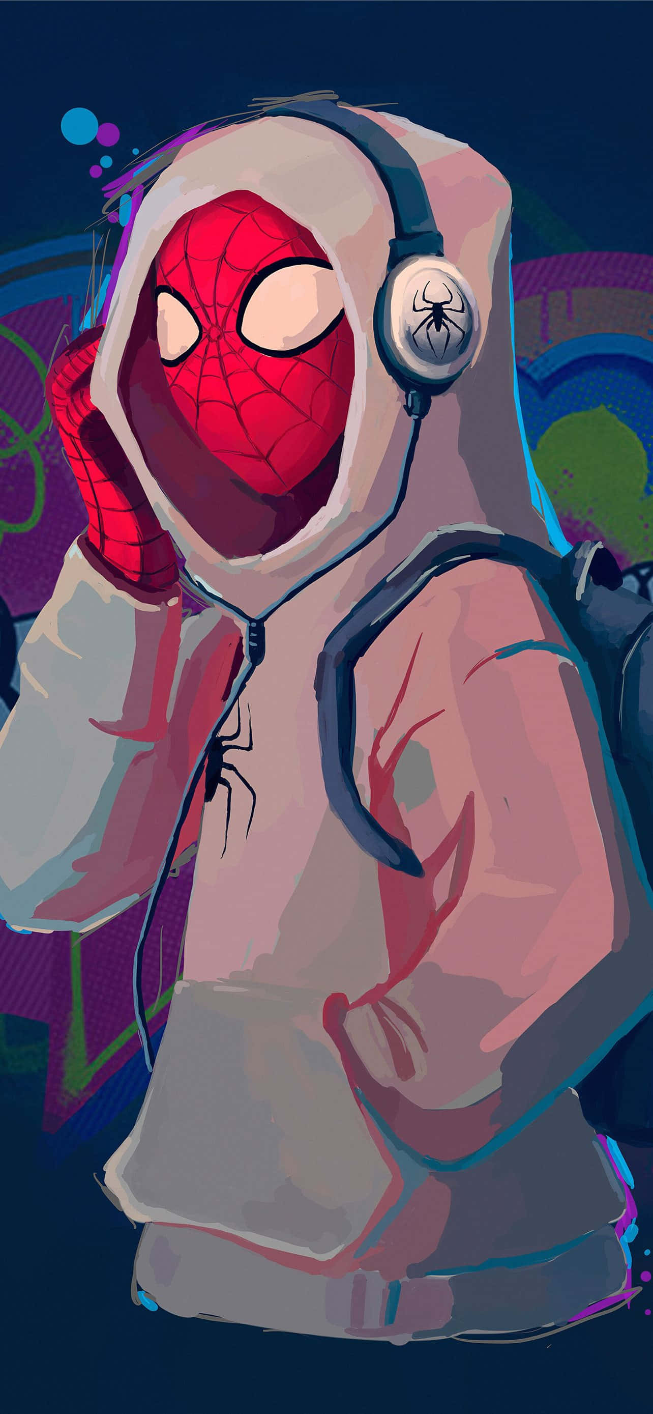 Spiderman PFP som hører på musikk Bakgrunner
