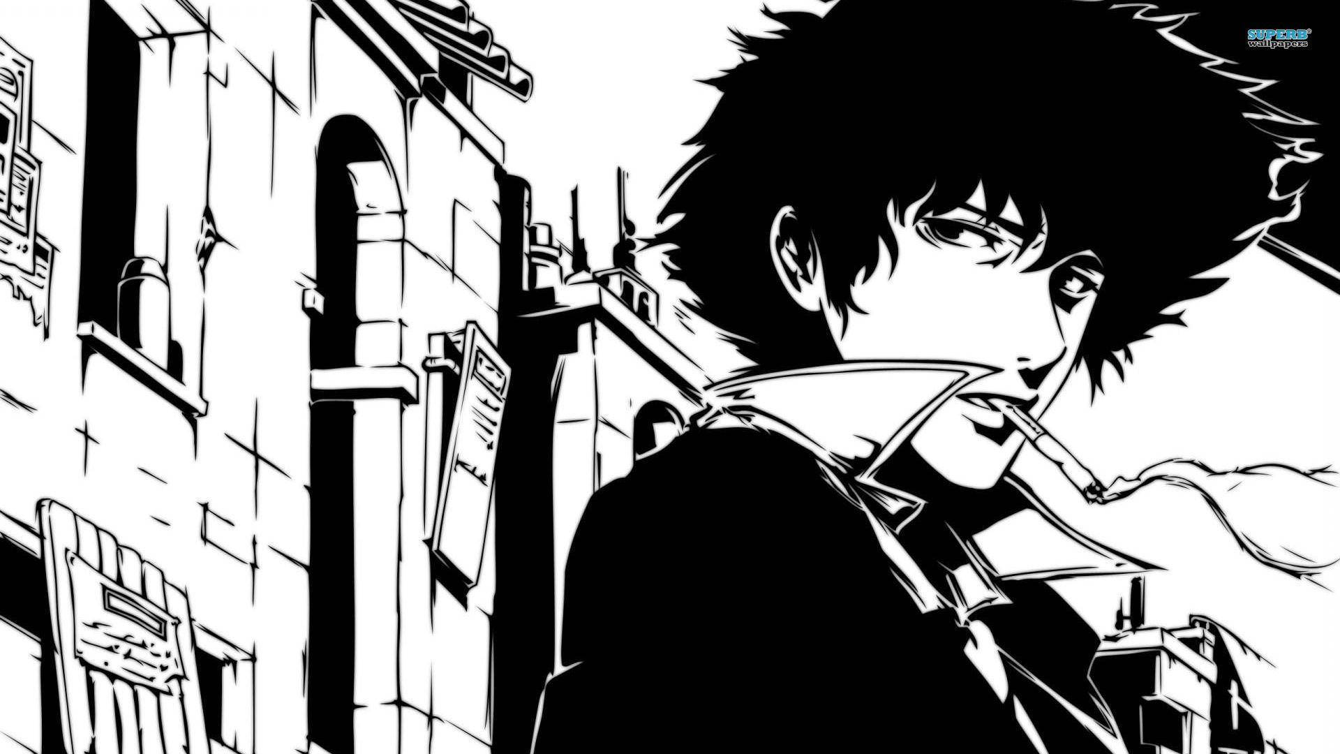 Spike Spiegel svart-hvitt anime Bakgrunner