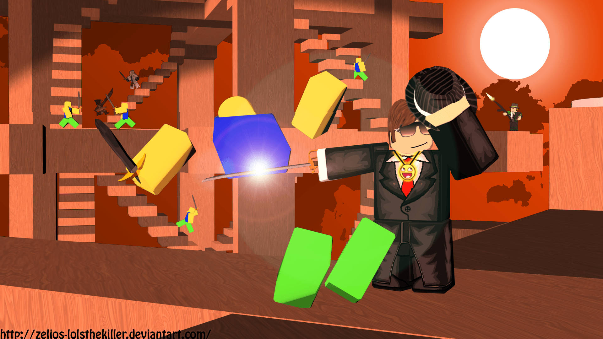 Kult HD-bakgrunnsbilde av smokingavatar i Roblox-spillet.