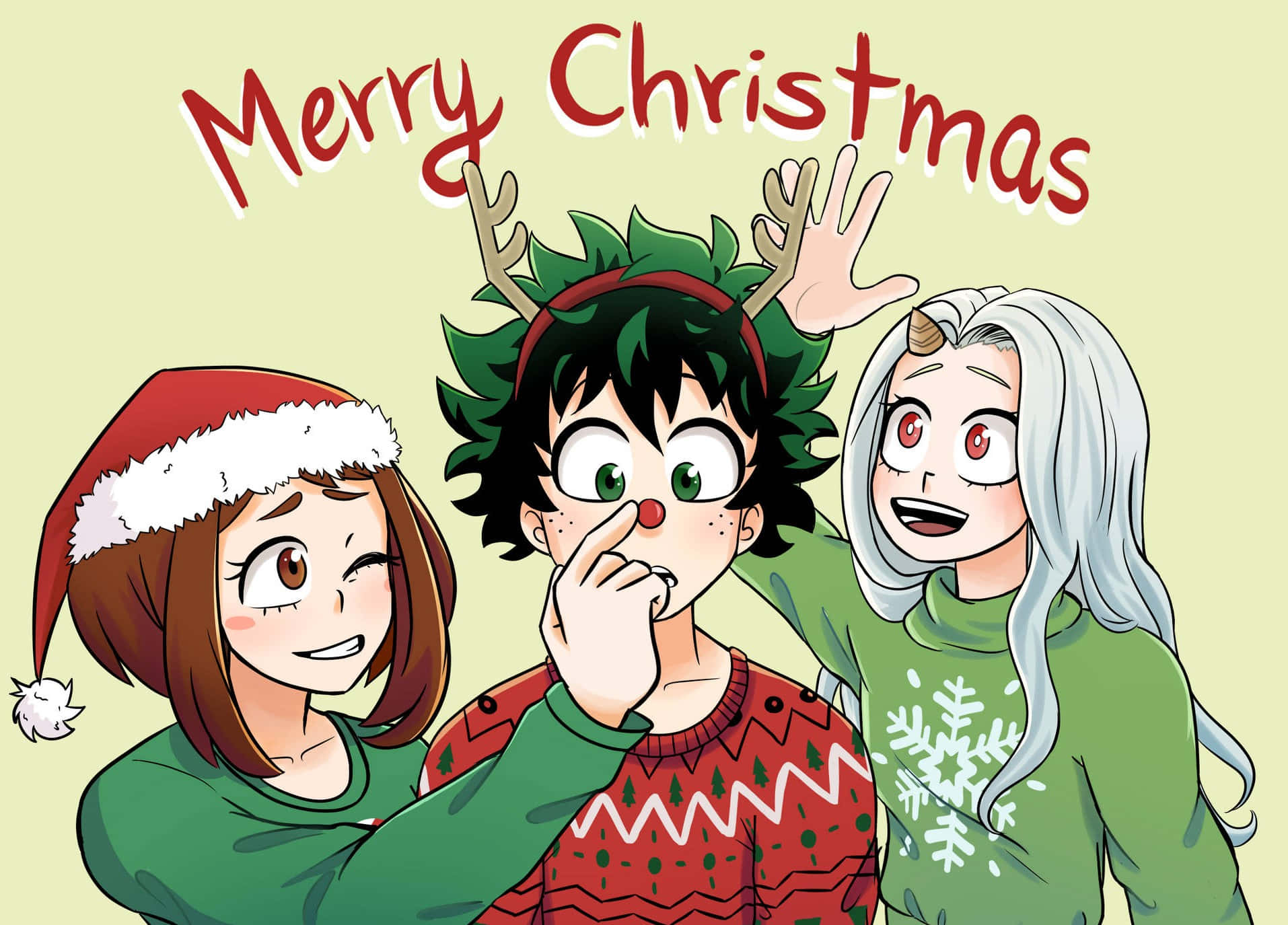 Spre juleglede med denne livlige anime-julebakgrunnen! Bakgrunner