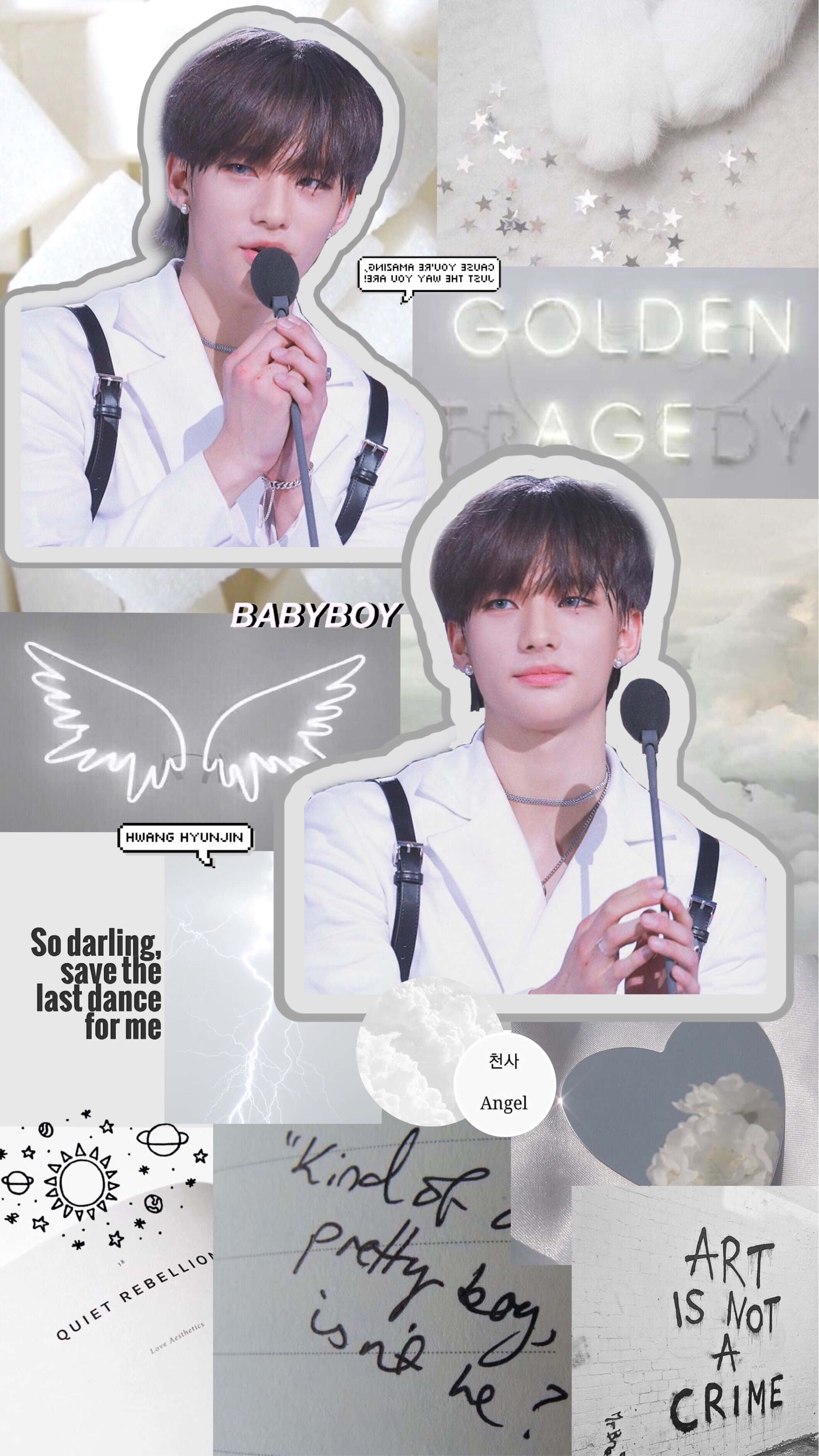 Sørkoreansk rapper Hyunjin kunstnerisk collage Bakgrunner