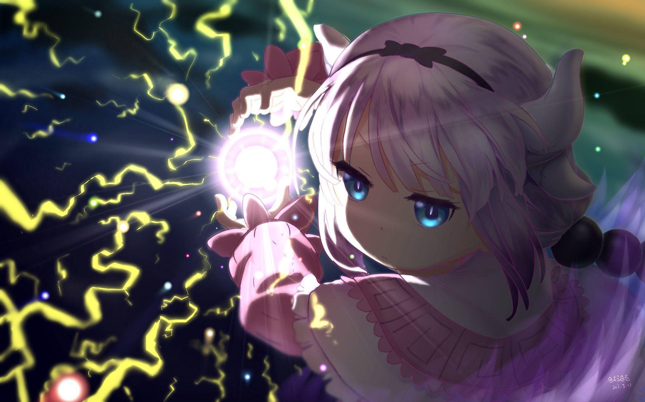 Søt anime PFP Kanna Dragon Bakgrunner