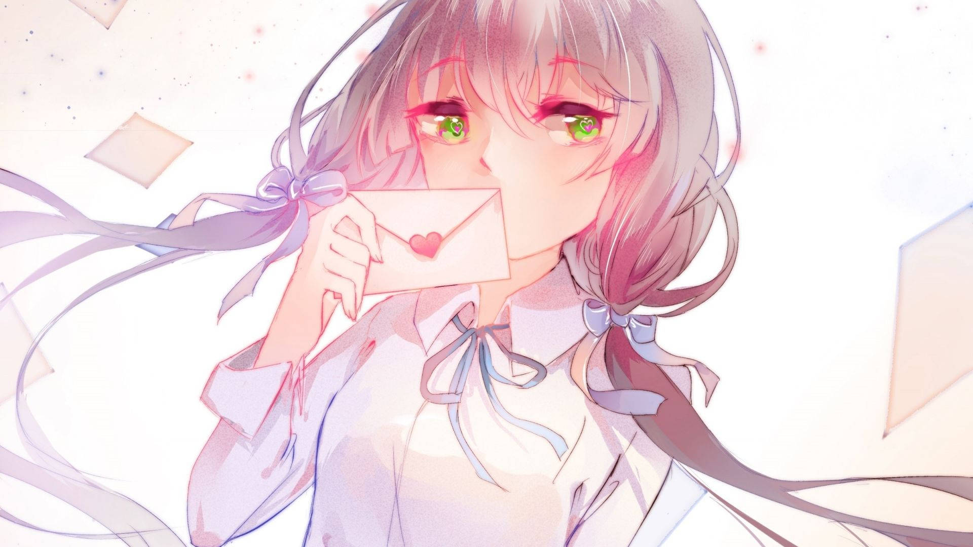 Søt anime PFP med grønnøyde jente Bakgrunner