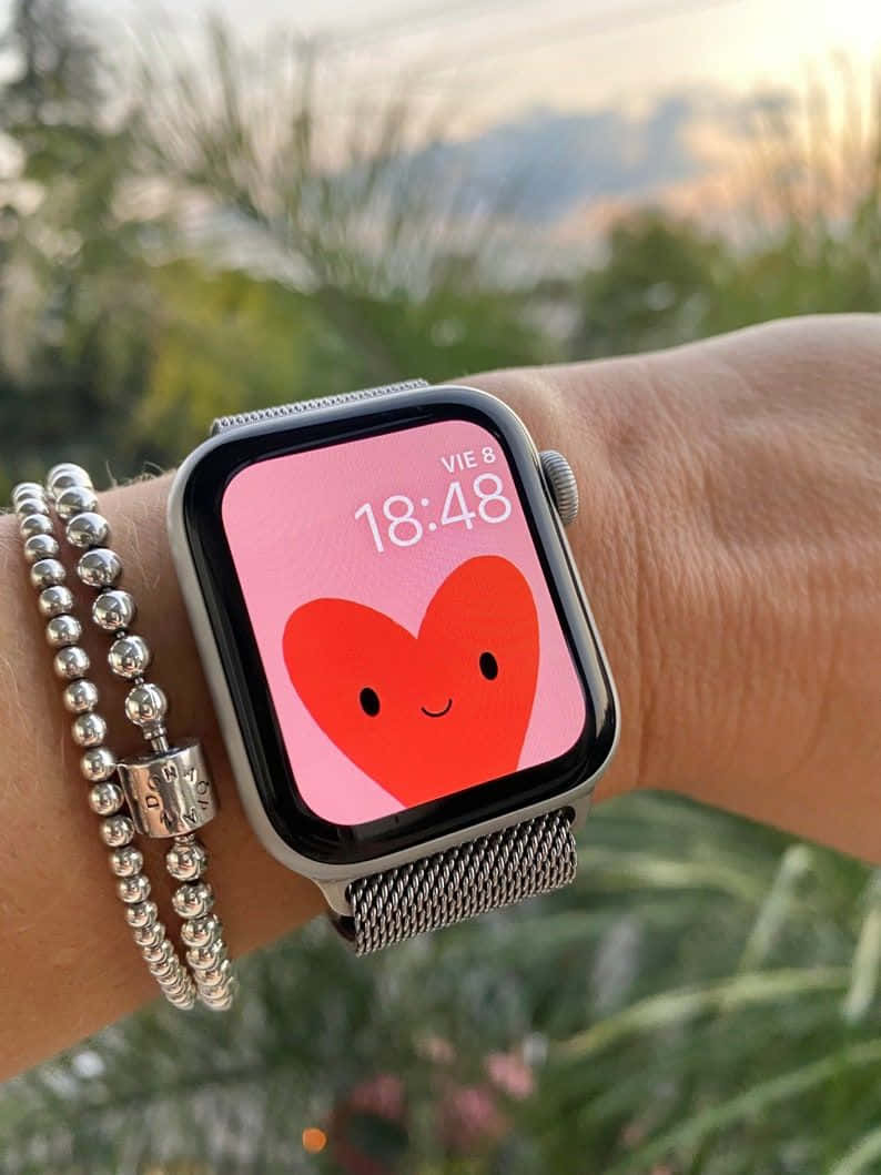 Søt Apple Watch-klokkeskjerm med hjerte Bakgrunner