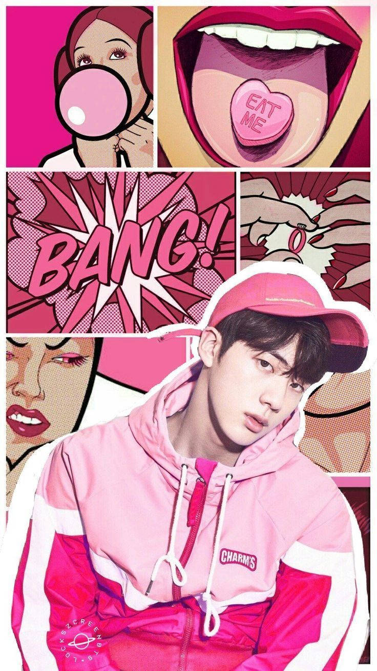 Søt BTS Jin rosa redigering Bakgrunner