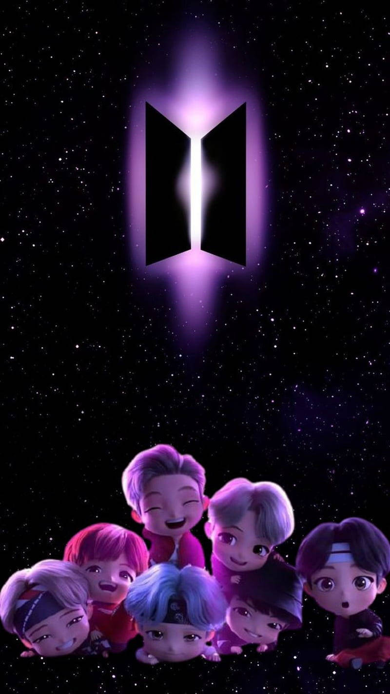 Søt BTS-tegning TinyTan Space Bakgrunner