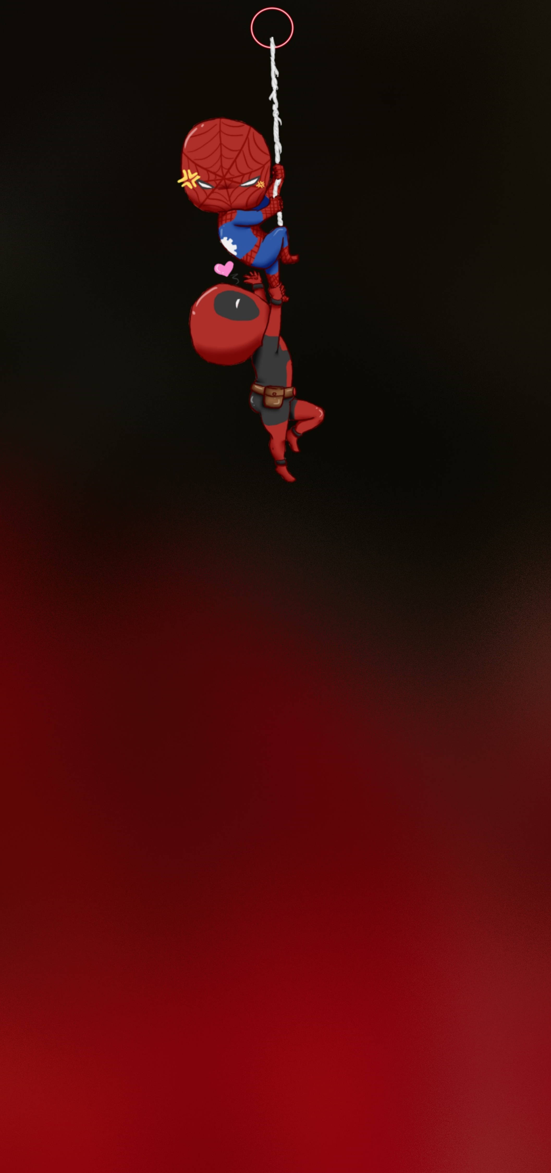 Søt Deadpool og Spiderman slår hull 4K Bakgrunner