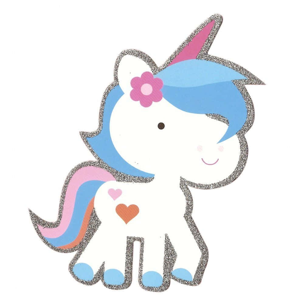 Søt enhjørning Kawaii pastellblå tegneserie Bakgrunner