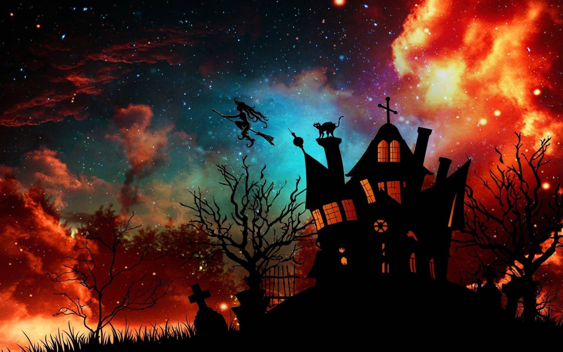Søt estetisk Halloween-heksehus Bakgrunner