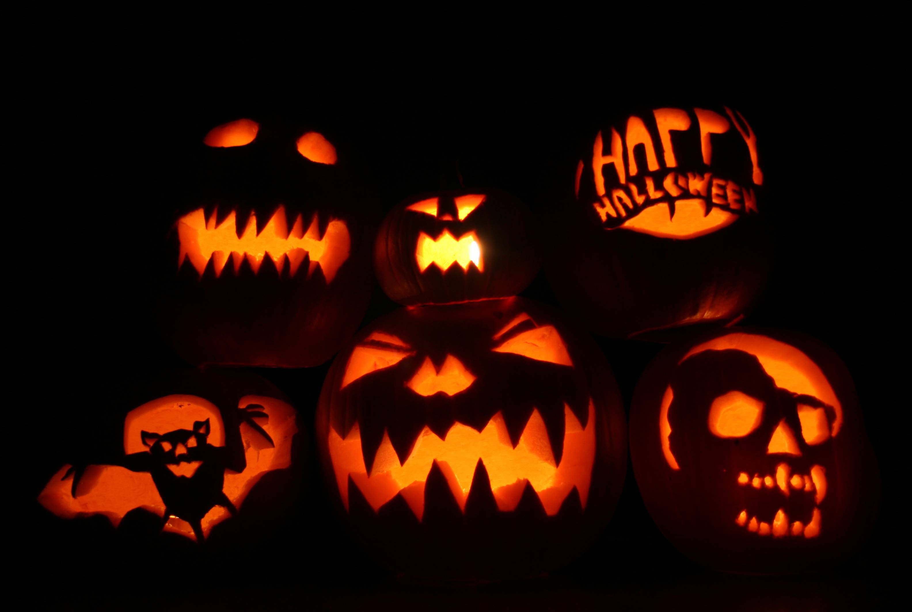 Søt estetisk Halloween-opplyste gresskar Bakgrunner