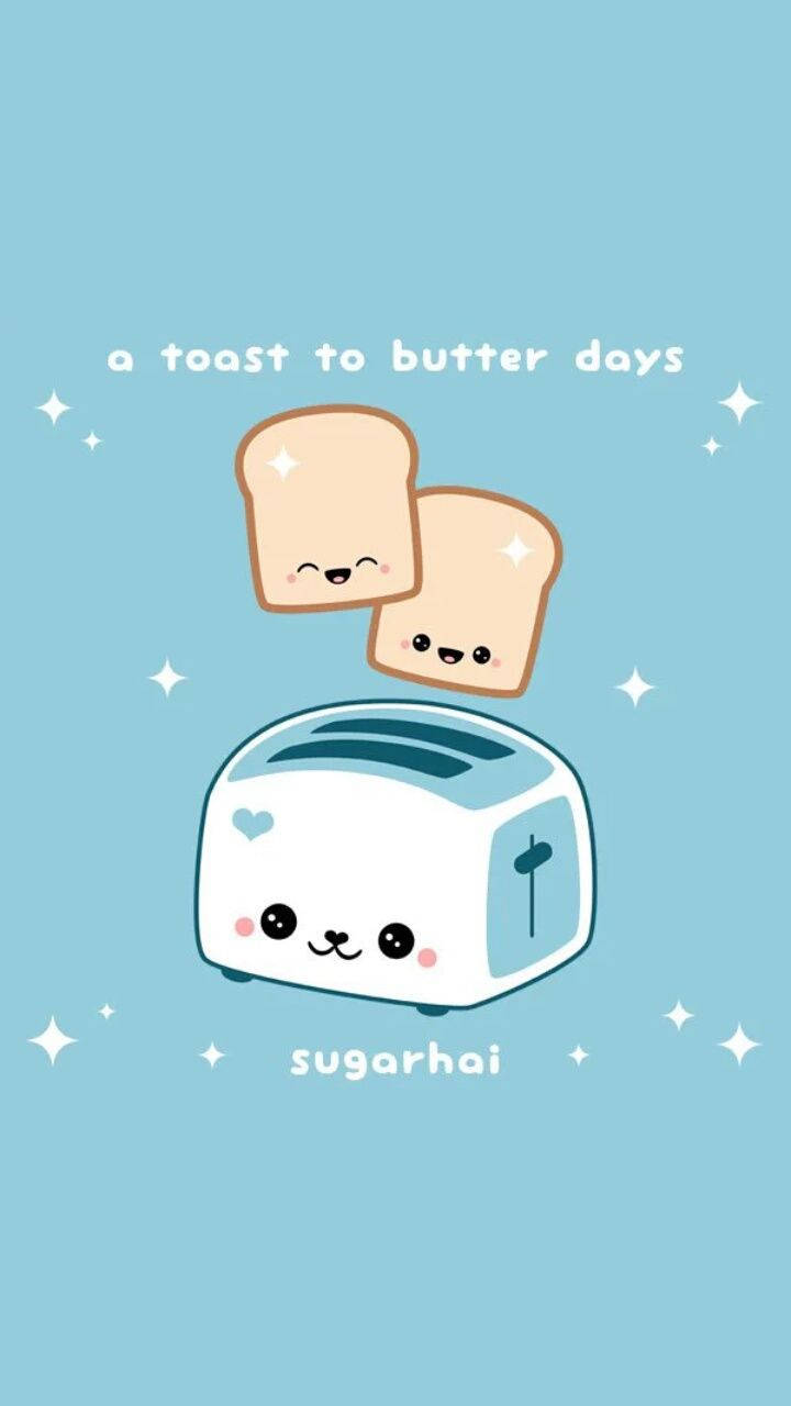 Søt gjennomsiktig kawaii-brødrister estetisk telefon Bakgrunner