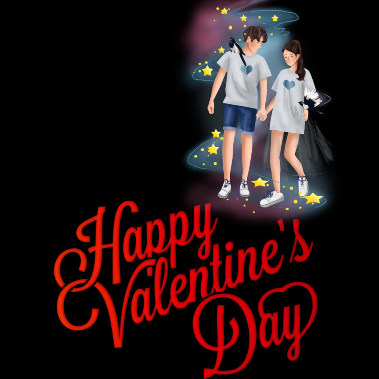 Søt glad valentinsdag anime-kunst Bakgrunner