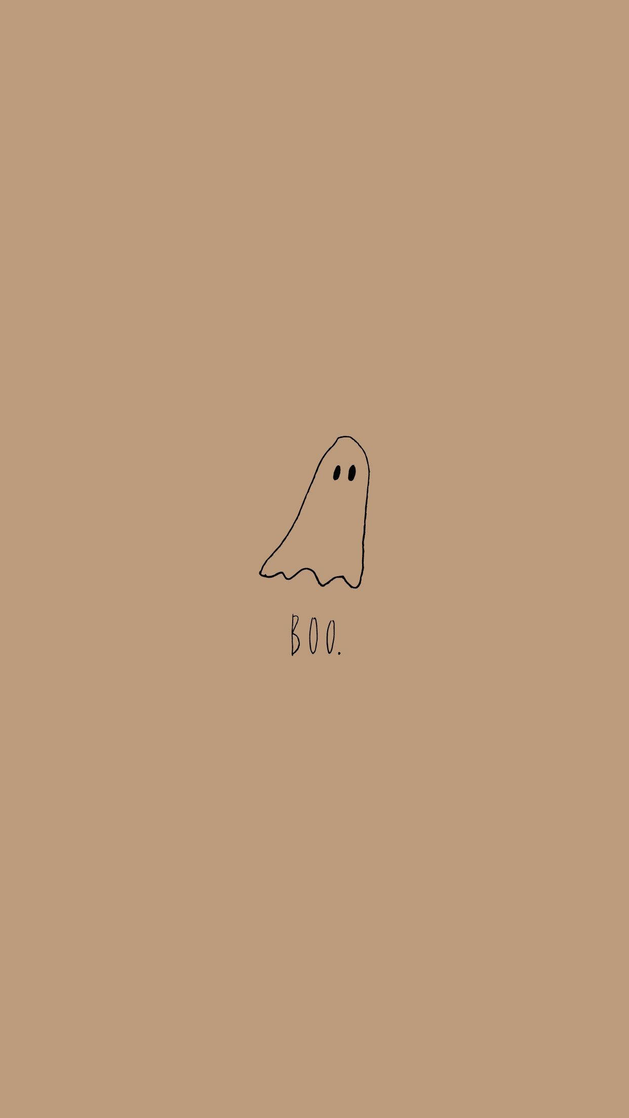 Søt Halloween iPhone-spøkelse i fersken Bakgrunner