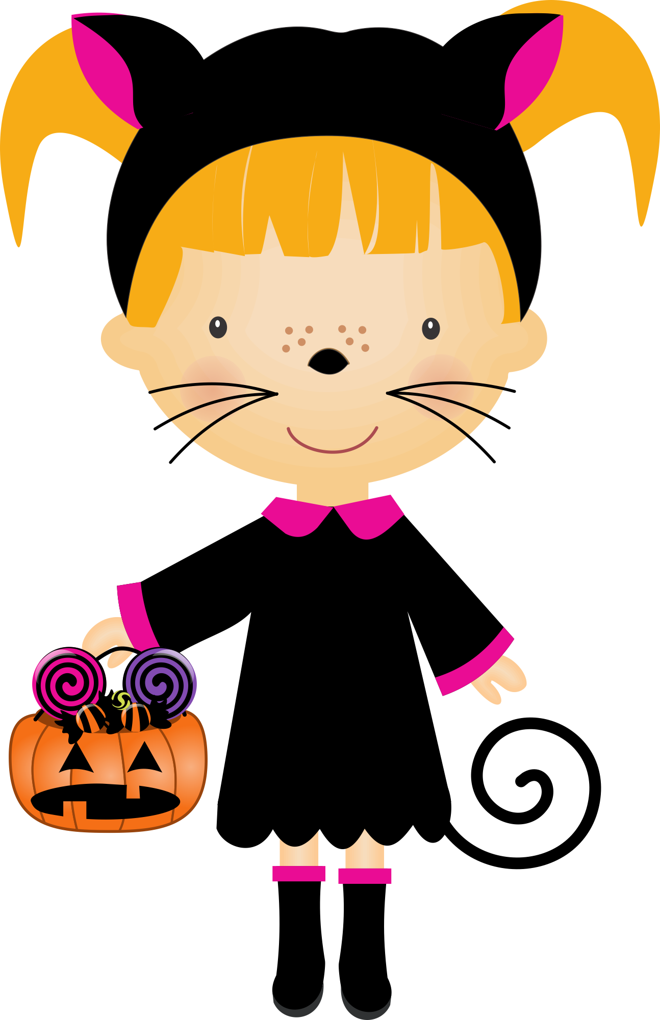Søt jente i kattekostyme Halloween.PNG Bakgrunner